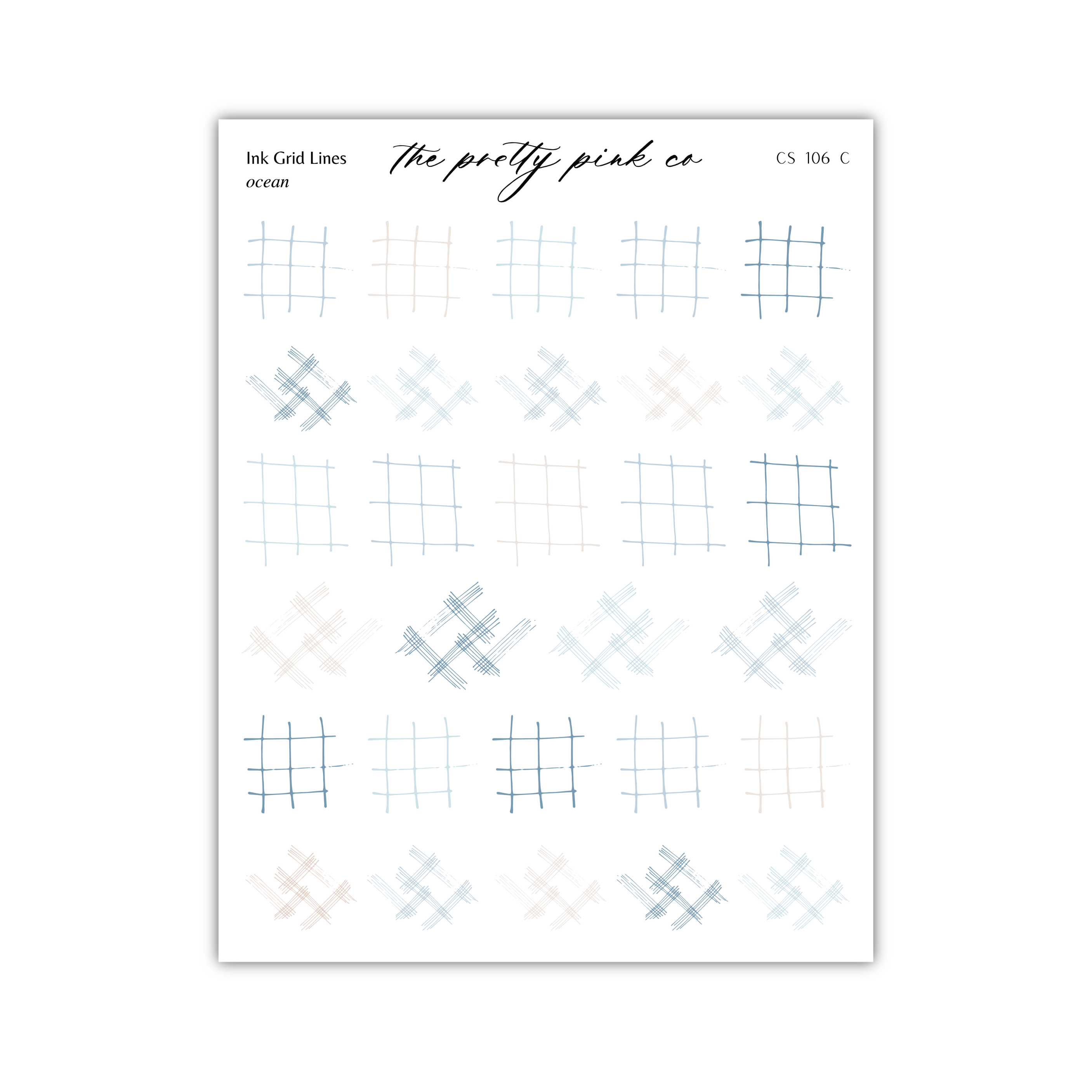 a collection of various grid lines in different colors, including blue, pink, and orange, arranged in a grid format.