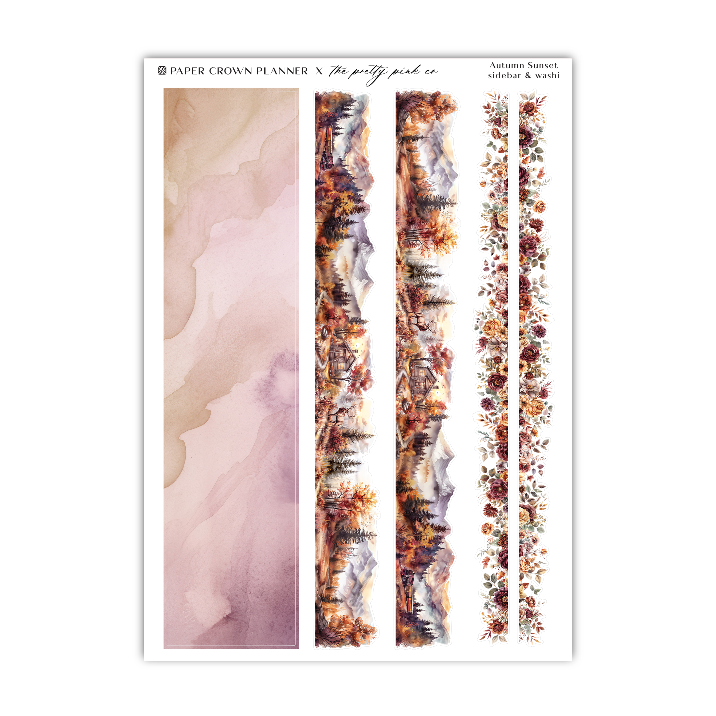 a sheet of paper with watercolor designs on it