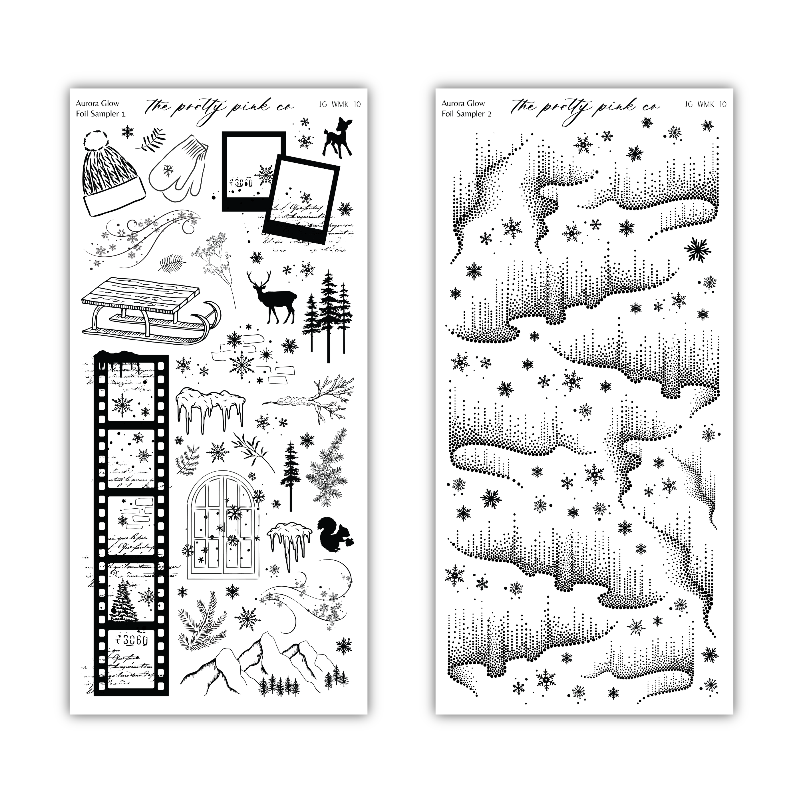various winter-themed illustrations and designs, including snowflakes, pine trees, a sled, and other snow-related elements. The overall layout and content suggest a collection of winter-themed graphics or images, but the exact number of images cannot be determined without more specific information.