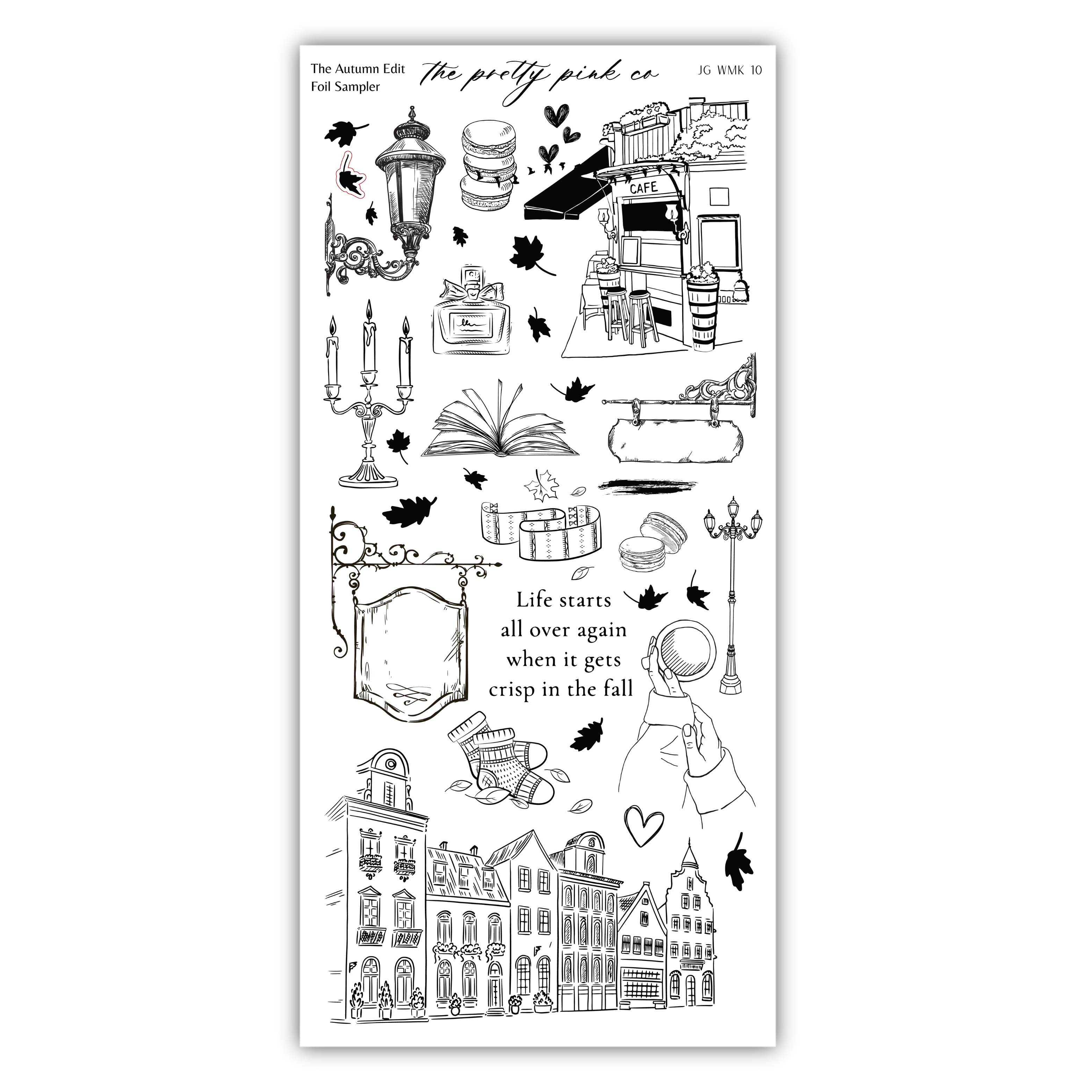 various black and white illustrations and text, including a lantern, a book, a person, a building, and other objects. The text in the image is not clear enough to transcribe accurately without speculation.