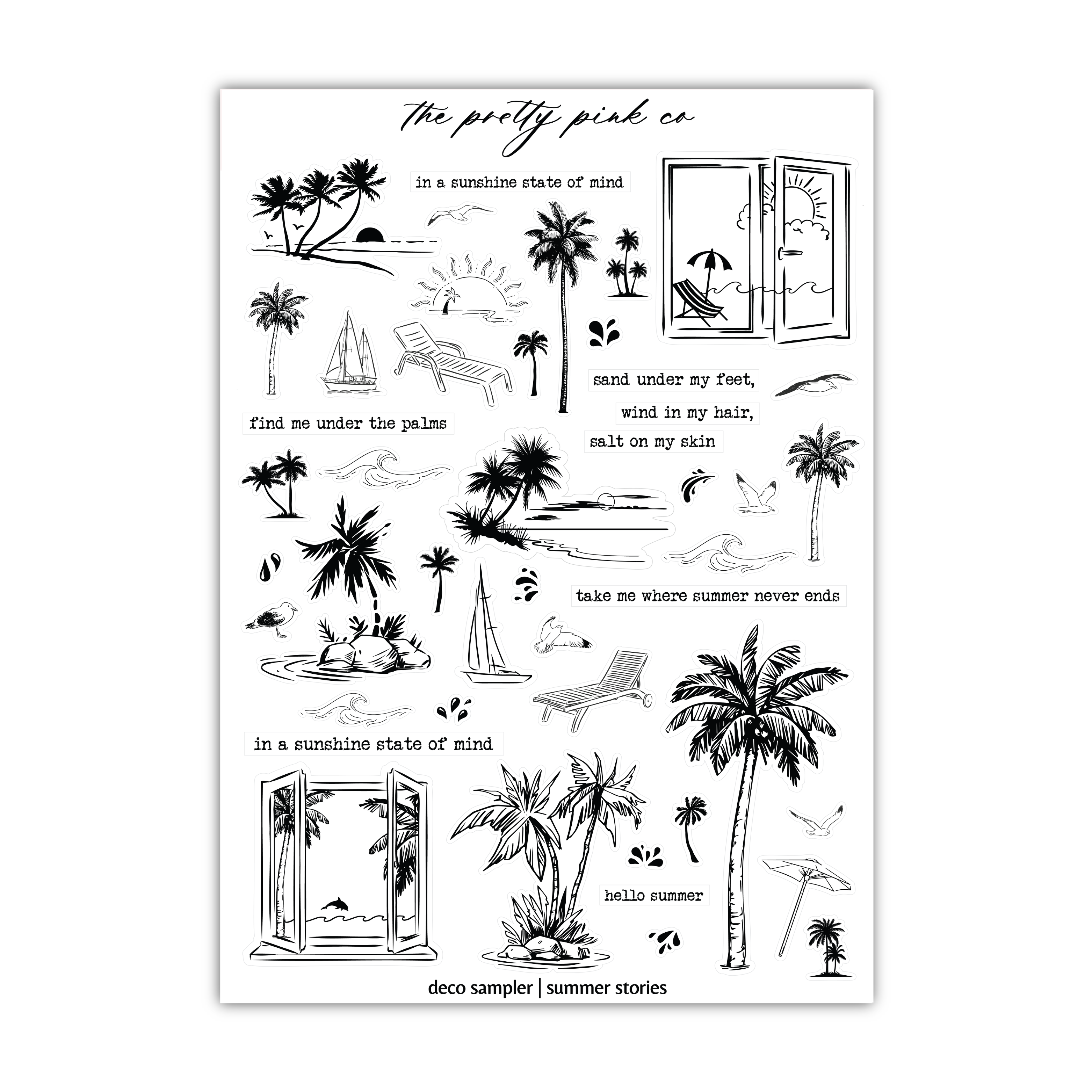 a black and white drawing of palm trees