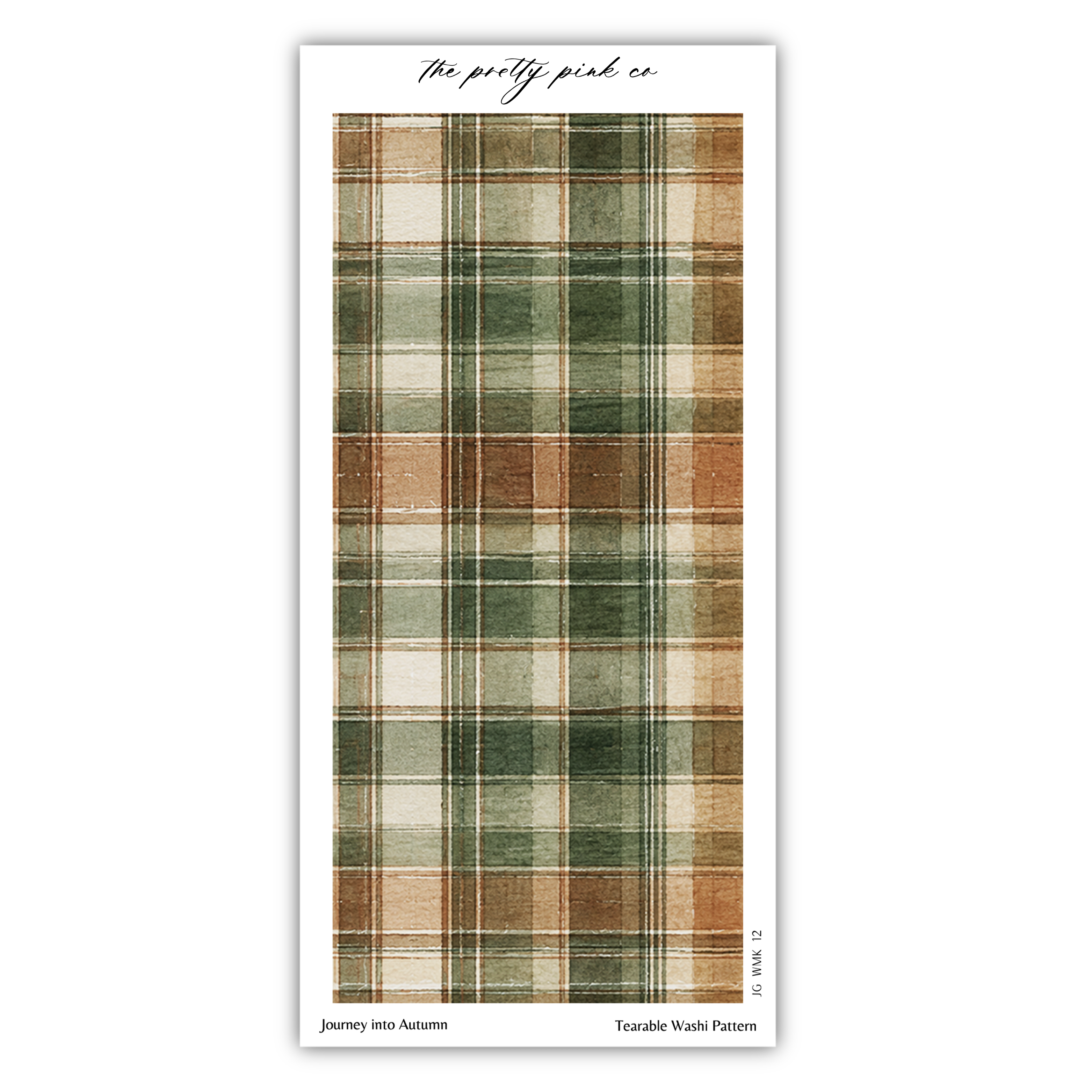 The image is a collage of various images, including a plaid pattern, a watercolor painting, and a photograph of a plaid pattern. The collage is titled "The pretty pink co" and features a "Journey into Autumn" caption.
