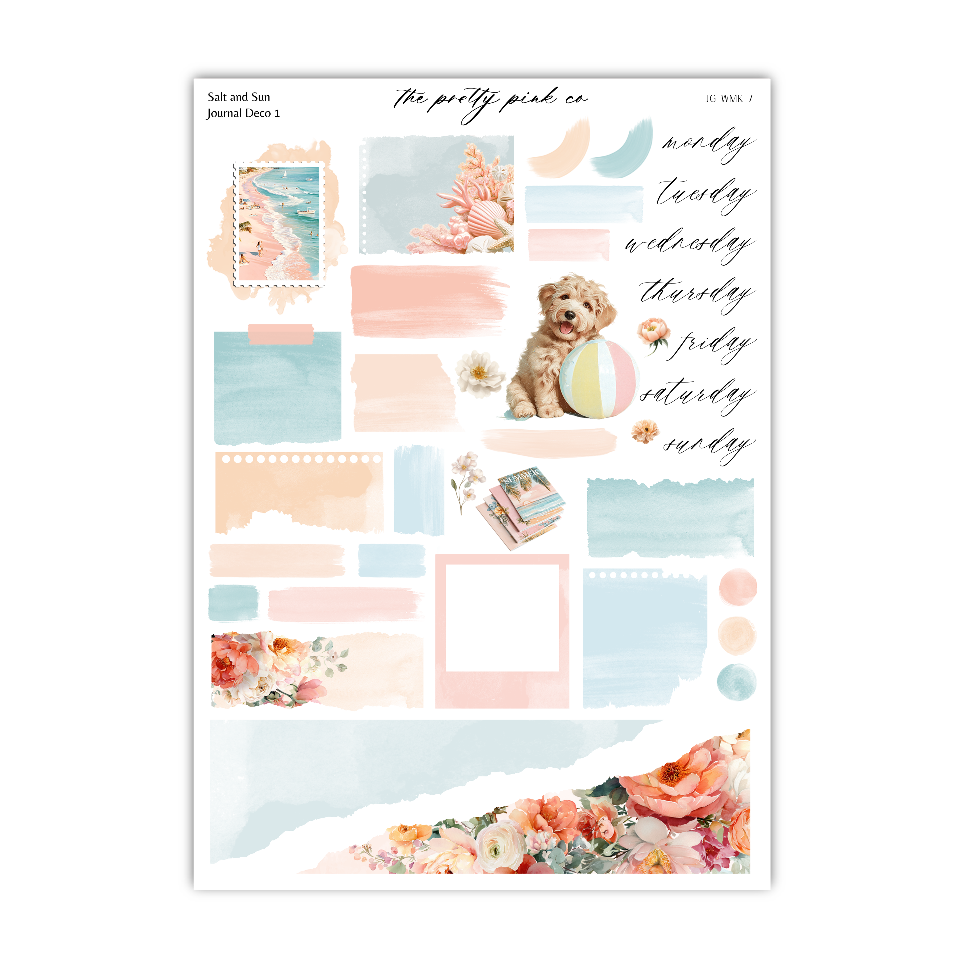 The image is a collage of various images, including a dog, flowers, and other decorative elements, arranged in a visually appealing manner.