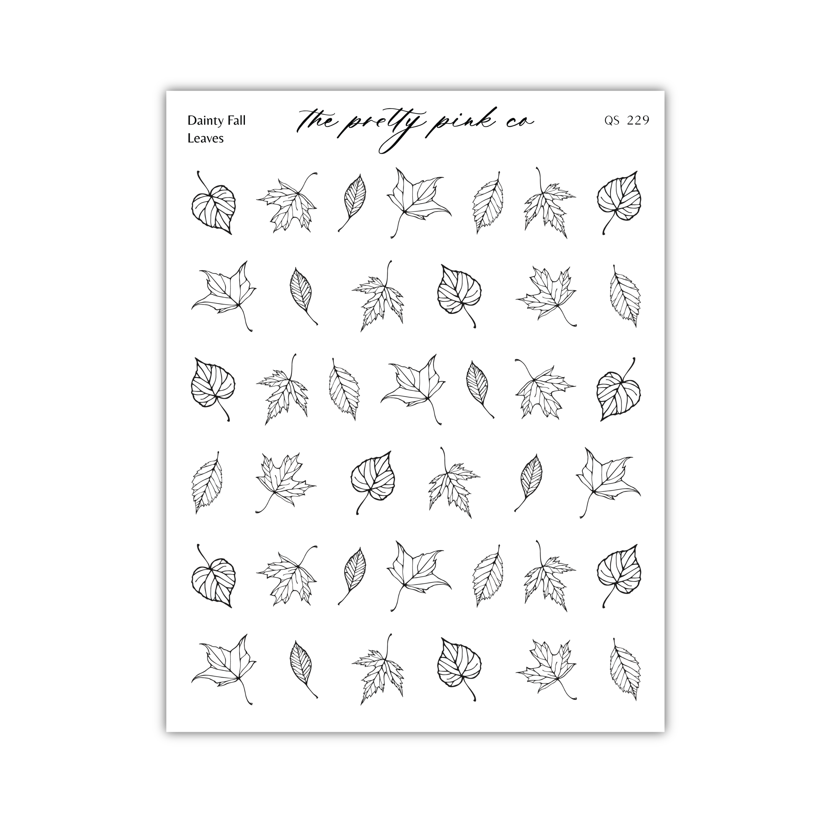 a collection of leaf-like illustrations arranged in a grid pattern.
