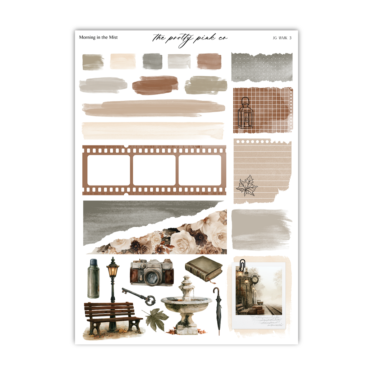 The image is a collage of various elements, including a bench, a camera, a fountain, and a book, all arranged in a visually appealing manner.