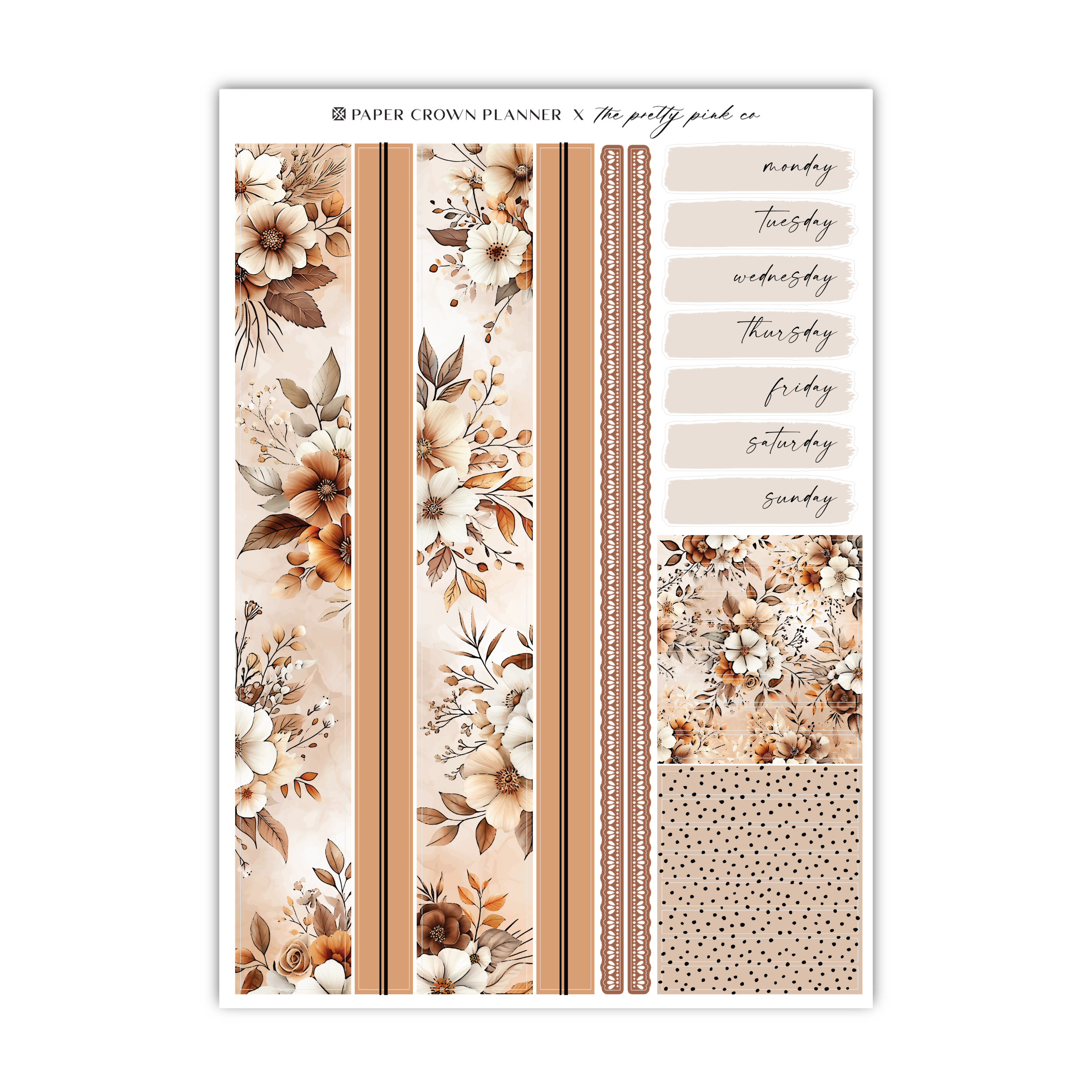 a sticker sheet with flowers and stripes