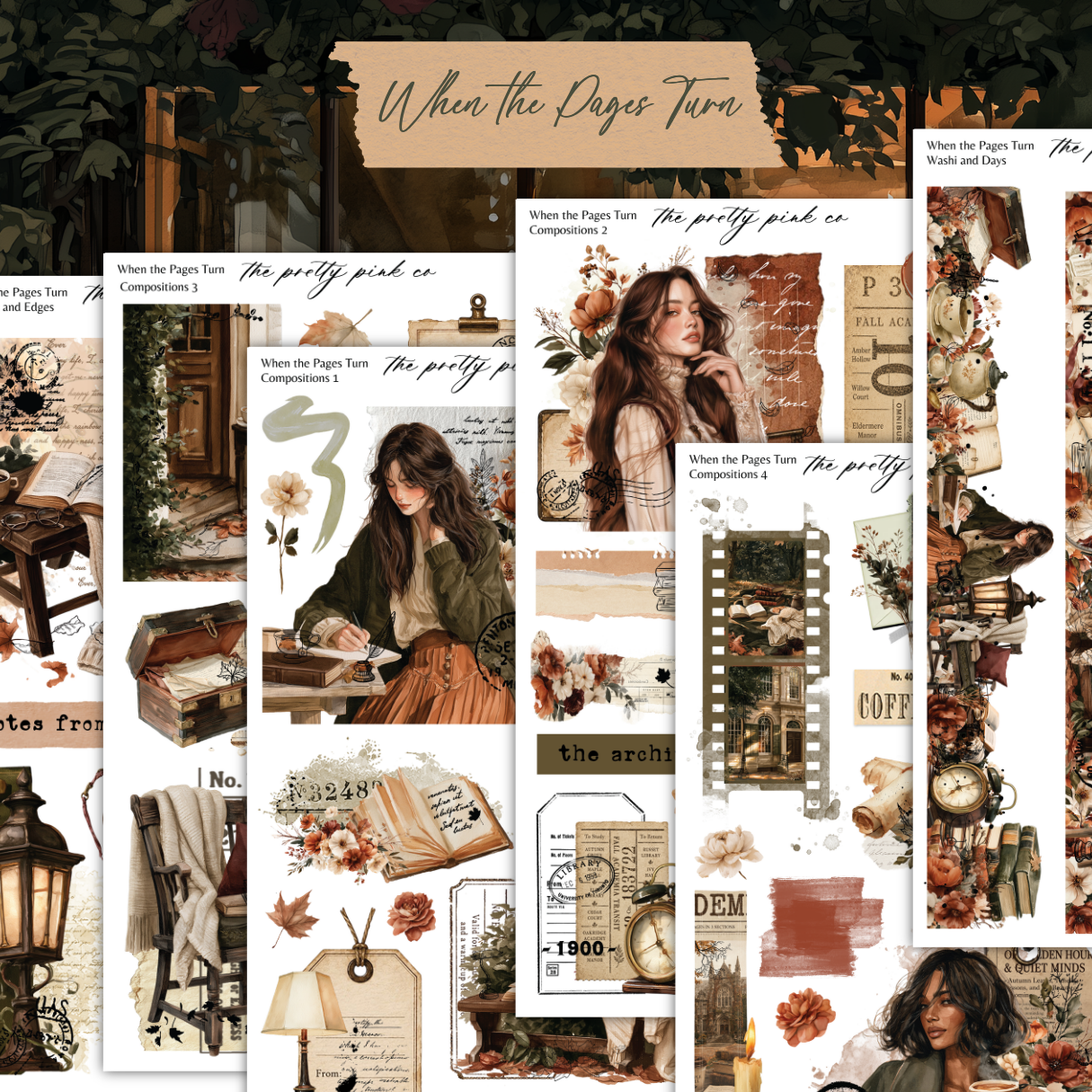 The image is a collage of various vintage-style photographs and text elements, including a woman, a clock, a book, and other decorative elements, all arranged in a visually appealing manner.