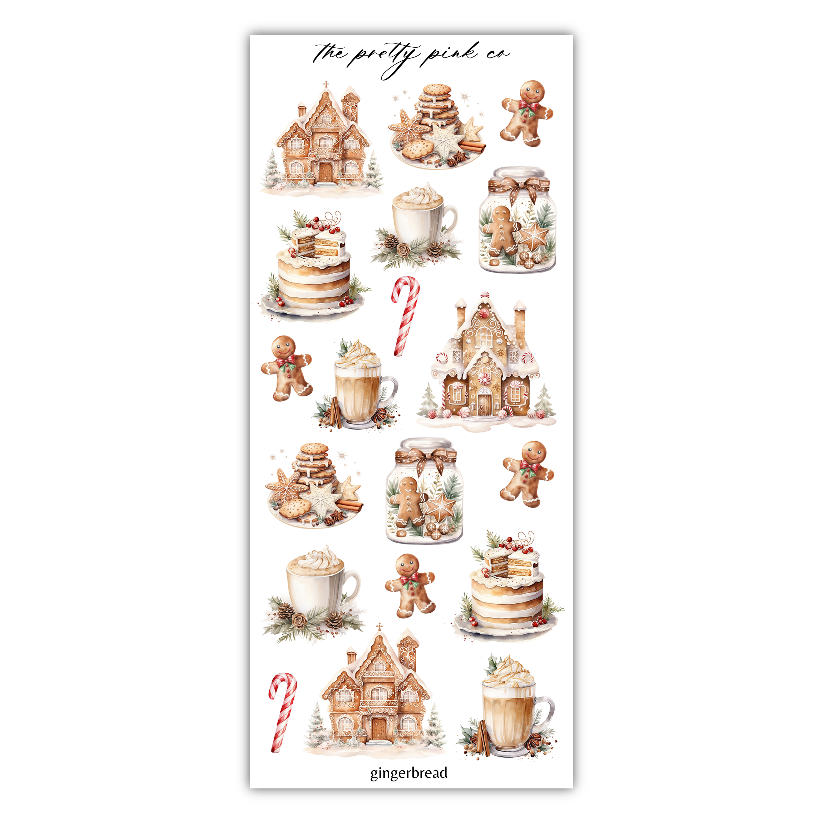 a christmas sticker with gingerbreads and gingerbread houses