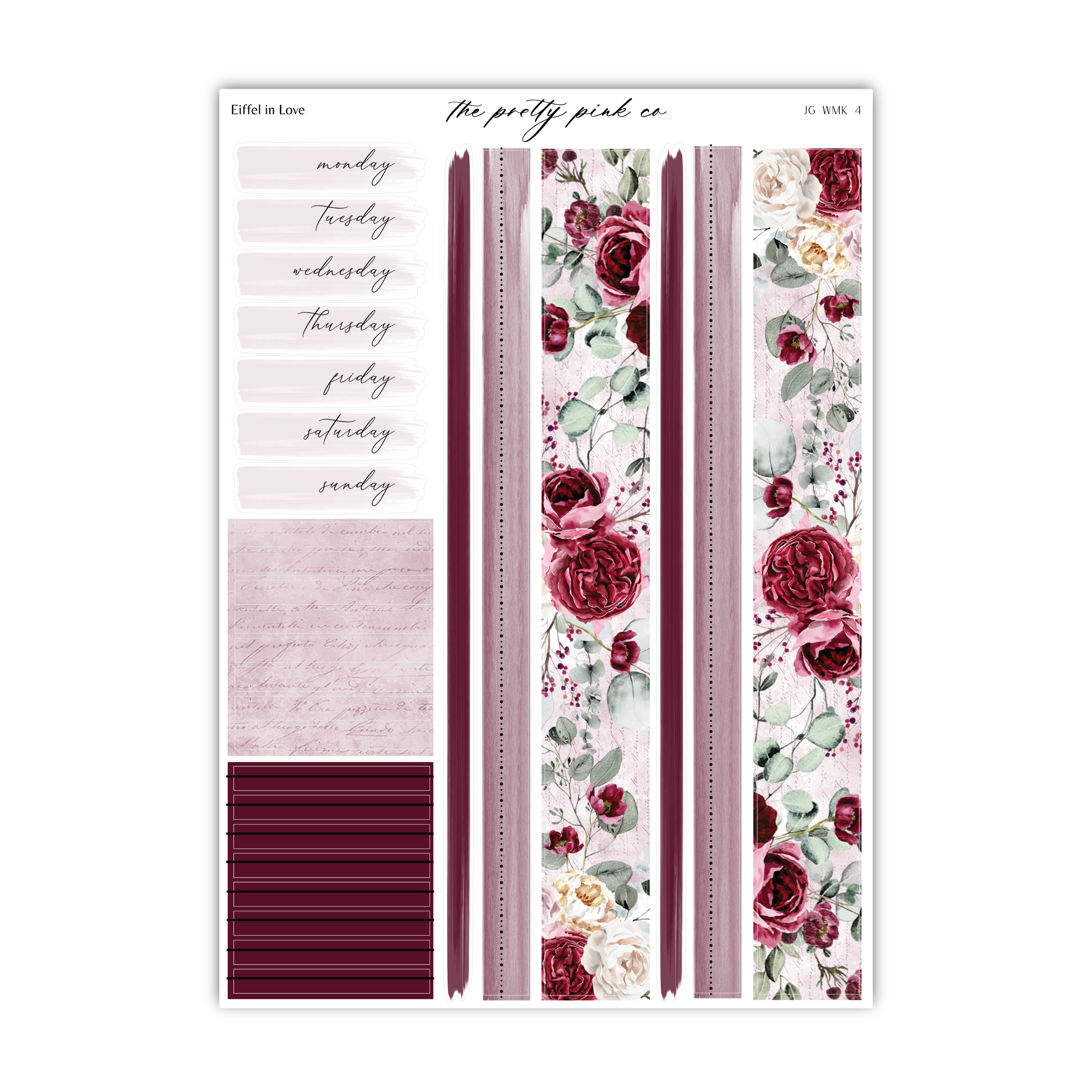 a sticker sheet with roses on it