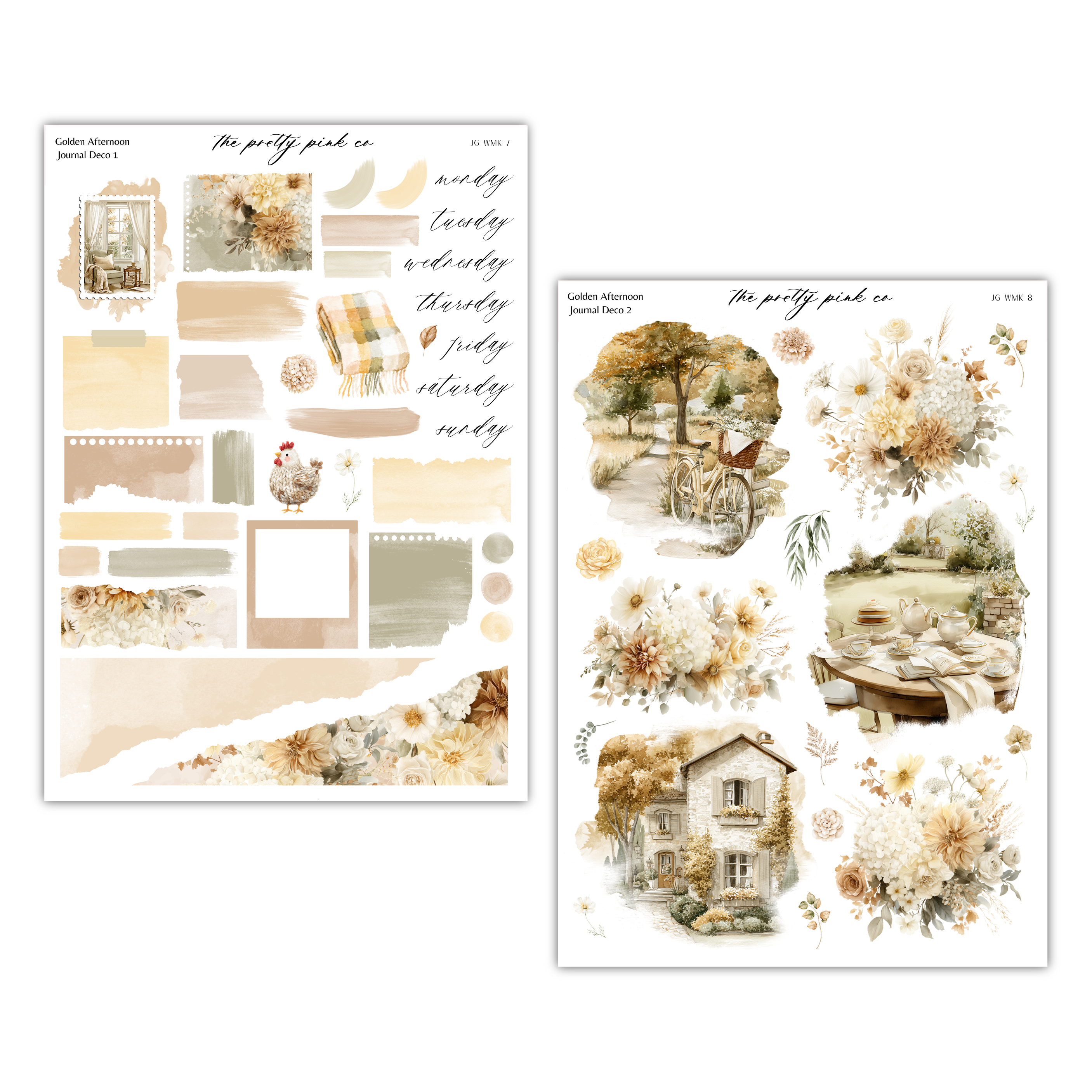 a collage of various floral and nature-themed images, including flowers, trees, and a bicycle. The collage is divided into two sections, with the left side featuring a larger image and the right side having smaller images. The collage does not contain any text, and the images depict different scenes related to nature and flowers.