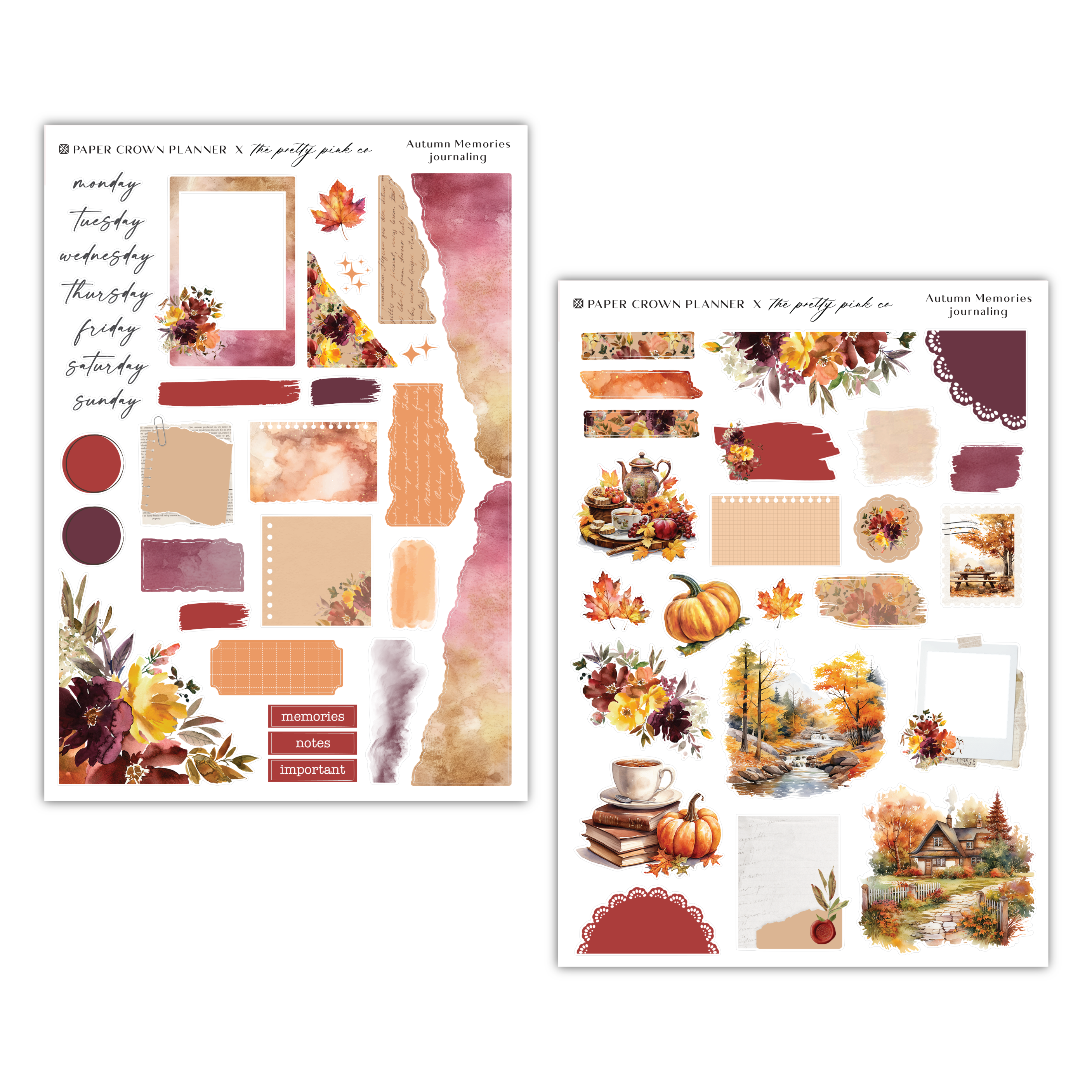 a picture of a sticker sheet with a fall theme
