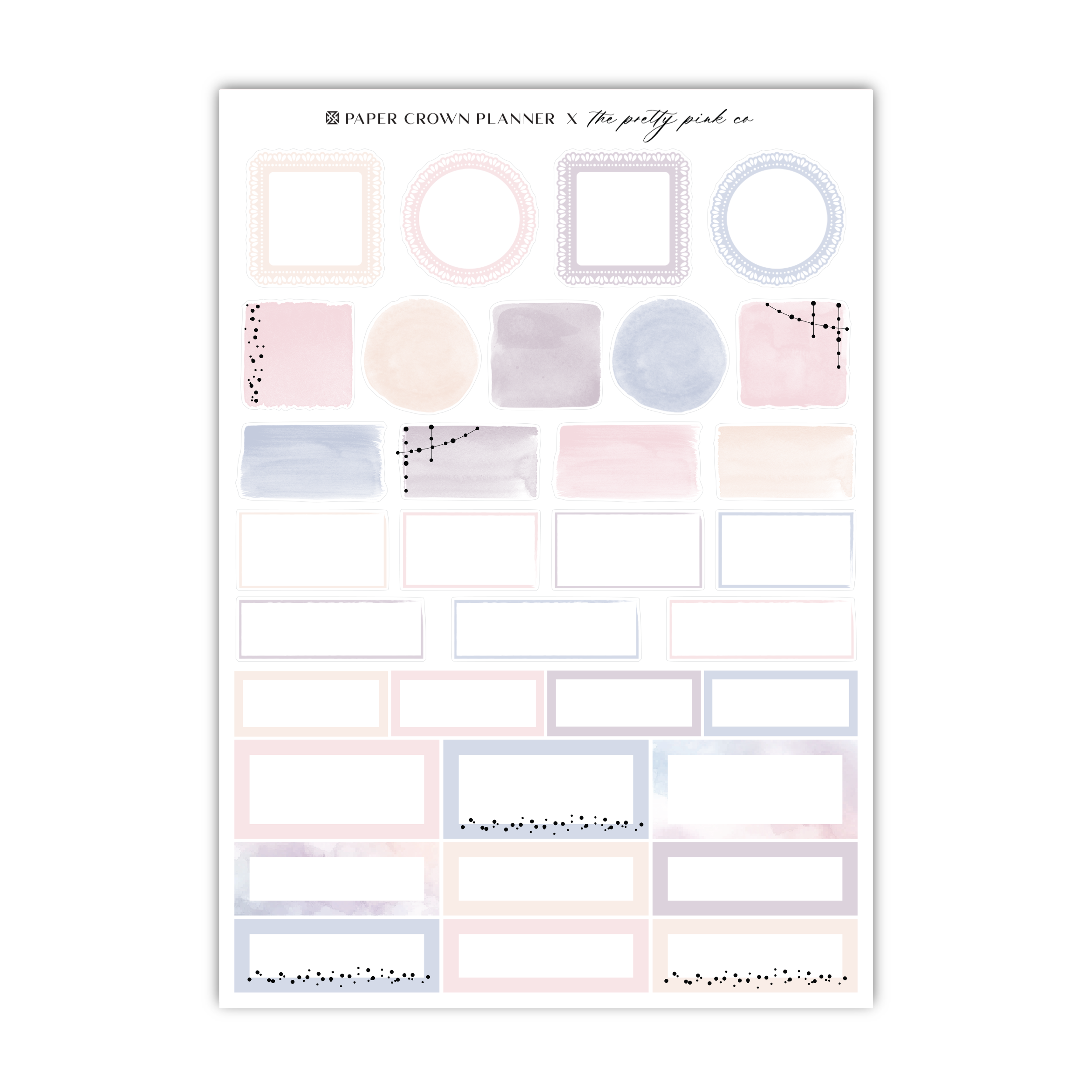 a planner sticker with a variety of different shapes and sizes