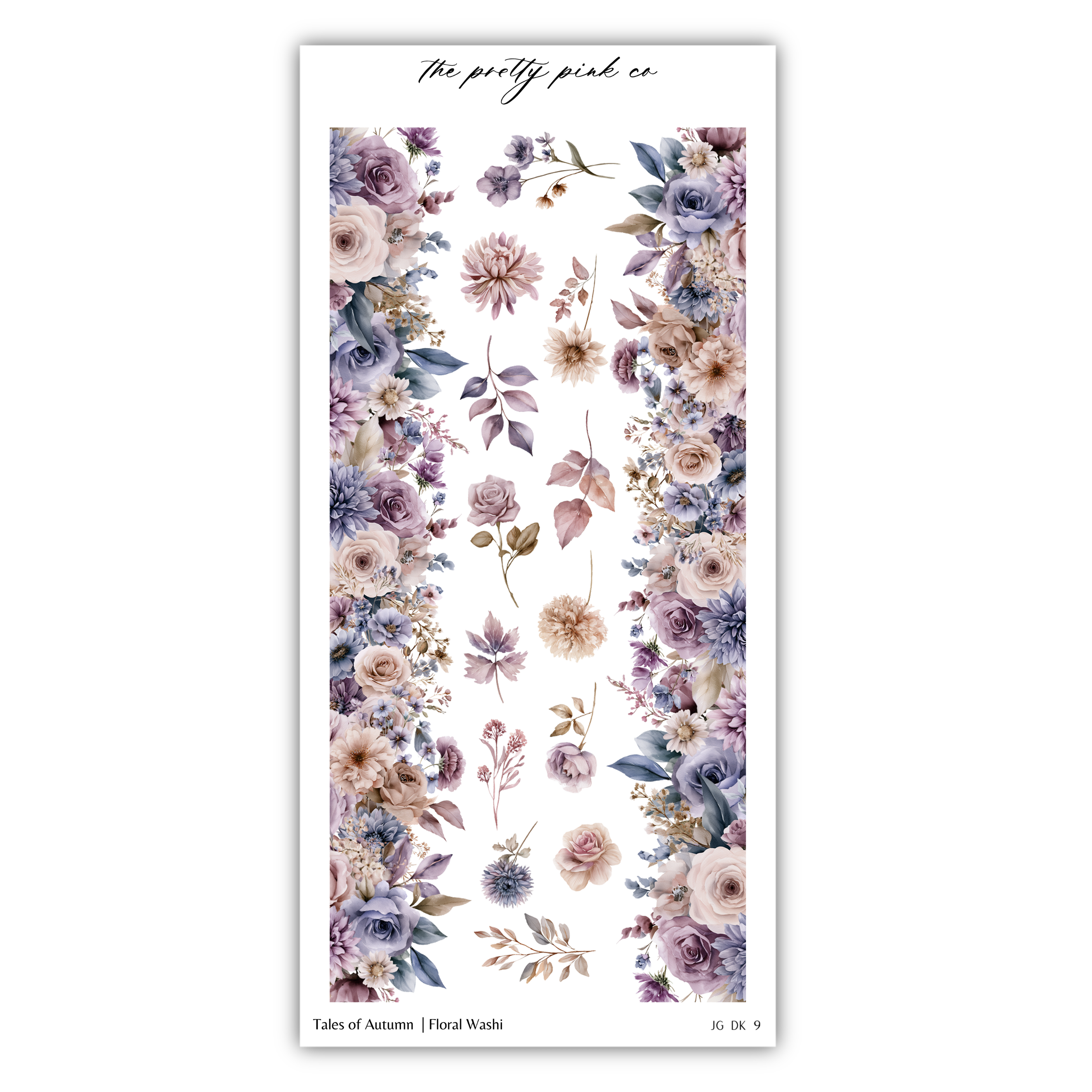 The image is a collage of various floral designs, including roses, daisies, and other flowers in shades of purple, pink, and white. The collage is titled "Tales of Autumn" and includes images of floral arrangements.