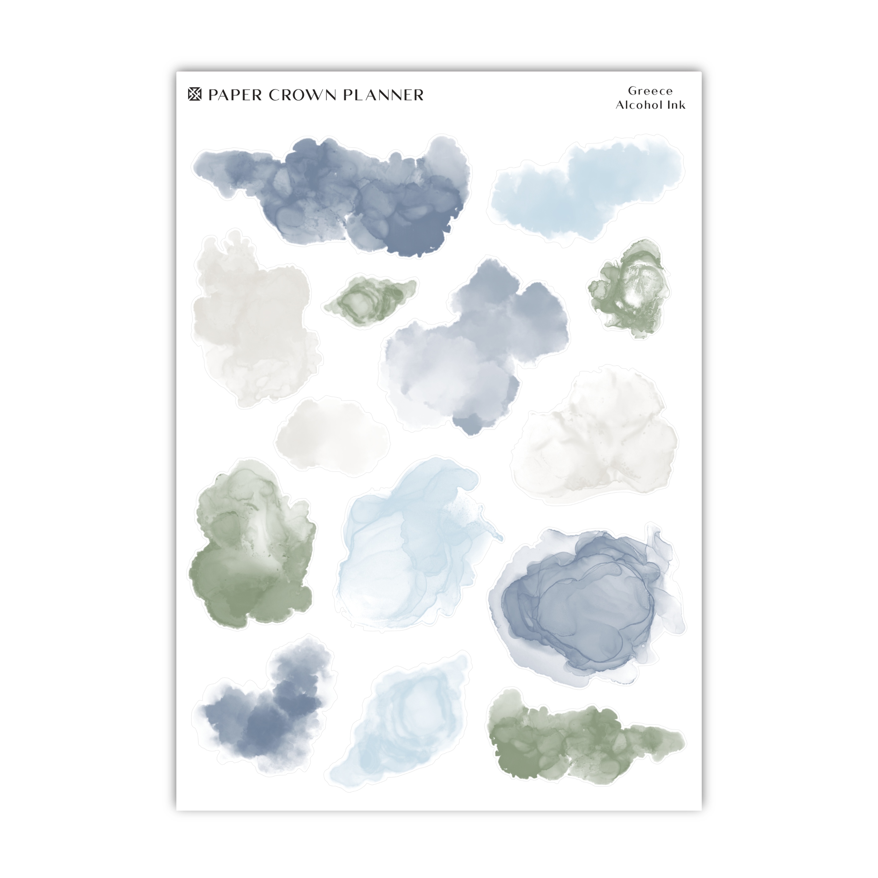 a sheet of watercolor paper with different shades of blue and green