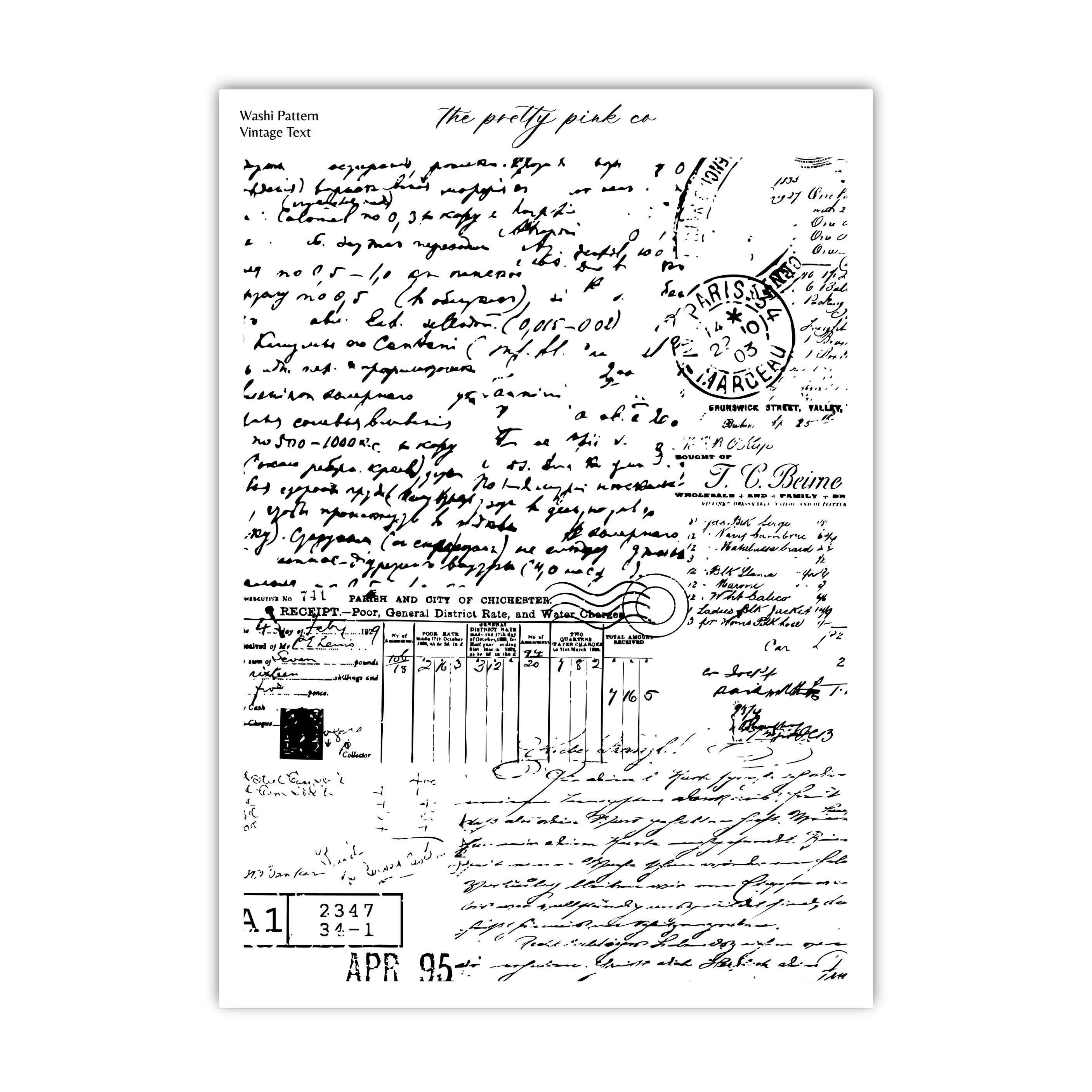 Foiled Tearable Washi Pattern | Vintage Text