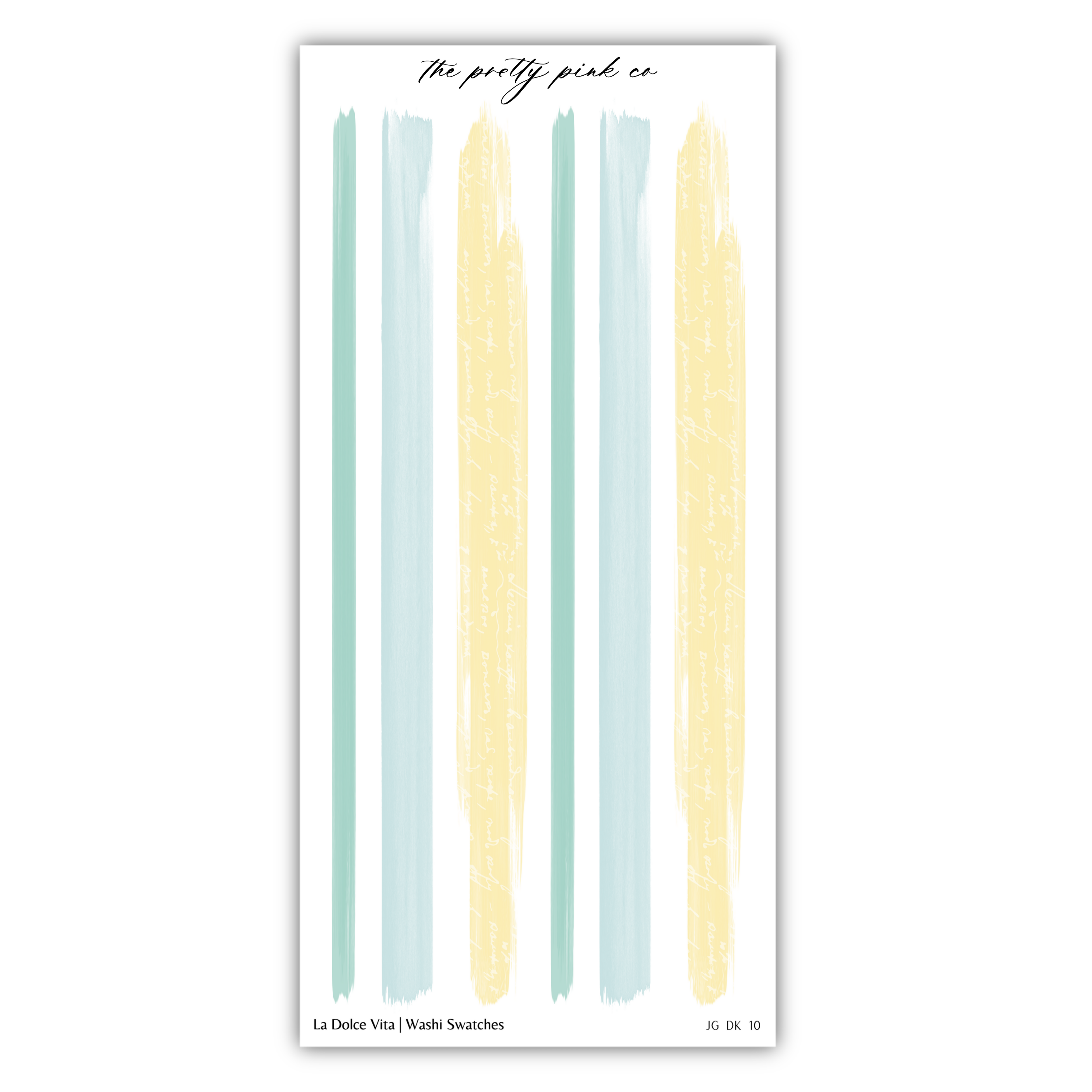 a yellow and blue striped sticker on a white background