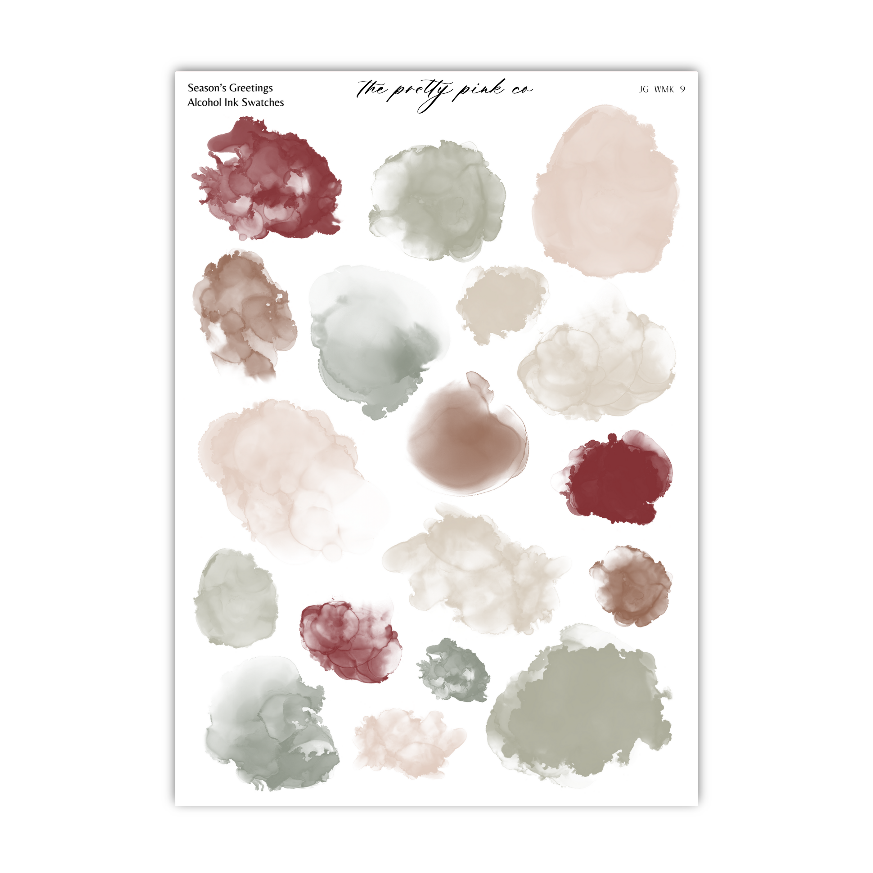 a collection of abstract watercolor brushstrokes in various shades of brown, beige, and red, arranged in a grid-like pattern.