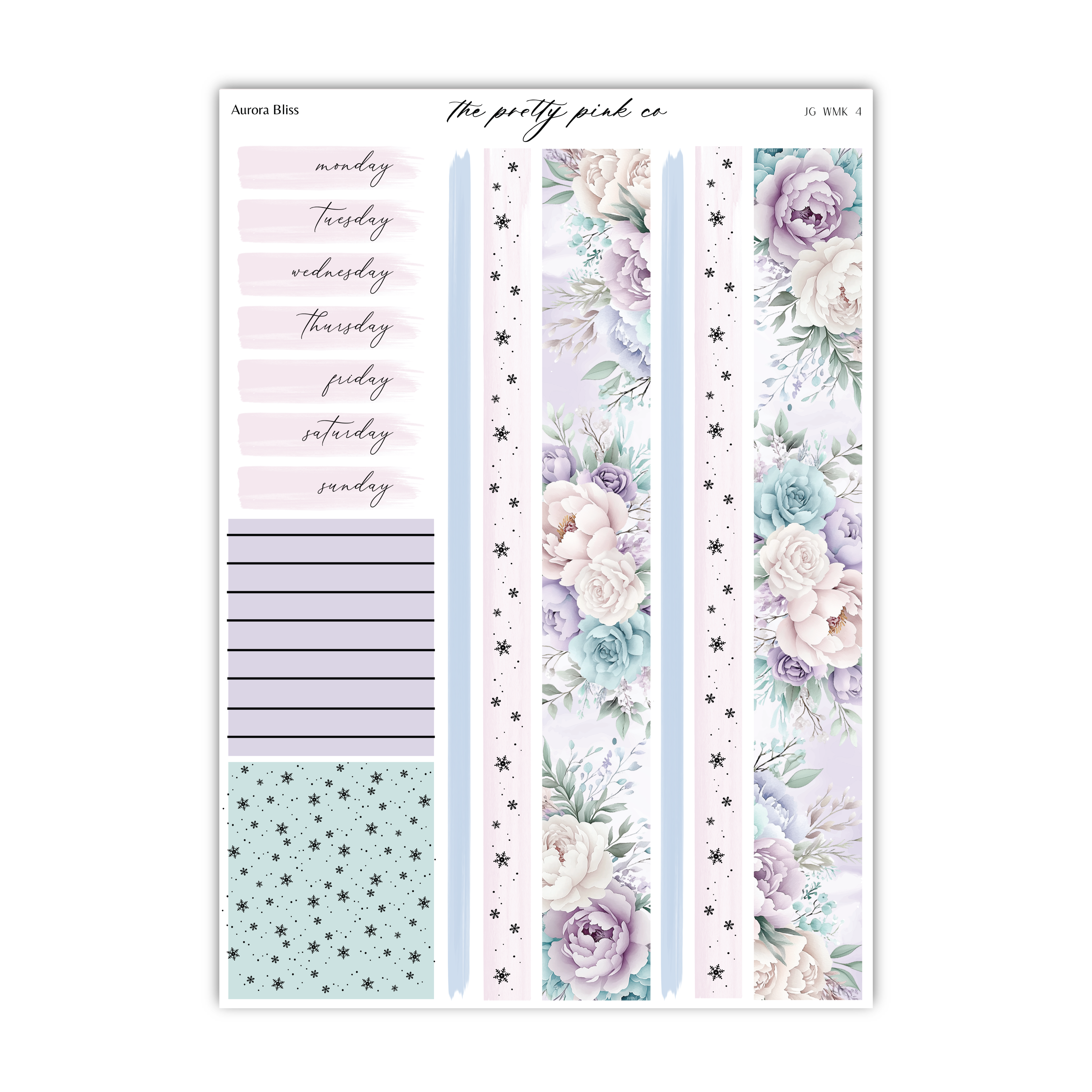 a planner sticker with flowers and stars