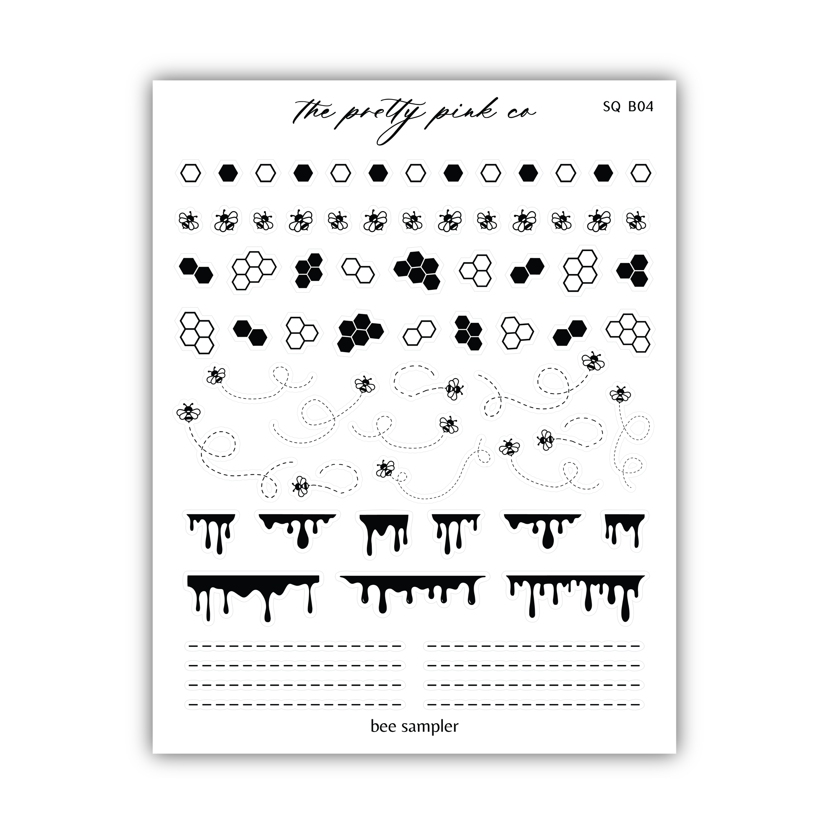 a sheet of paper with black and white designs