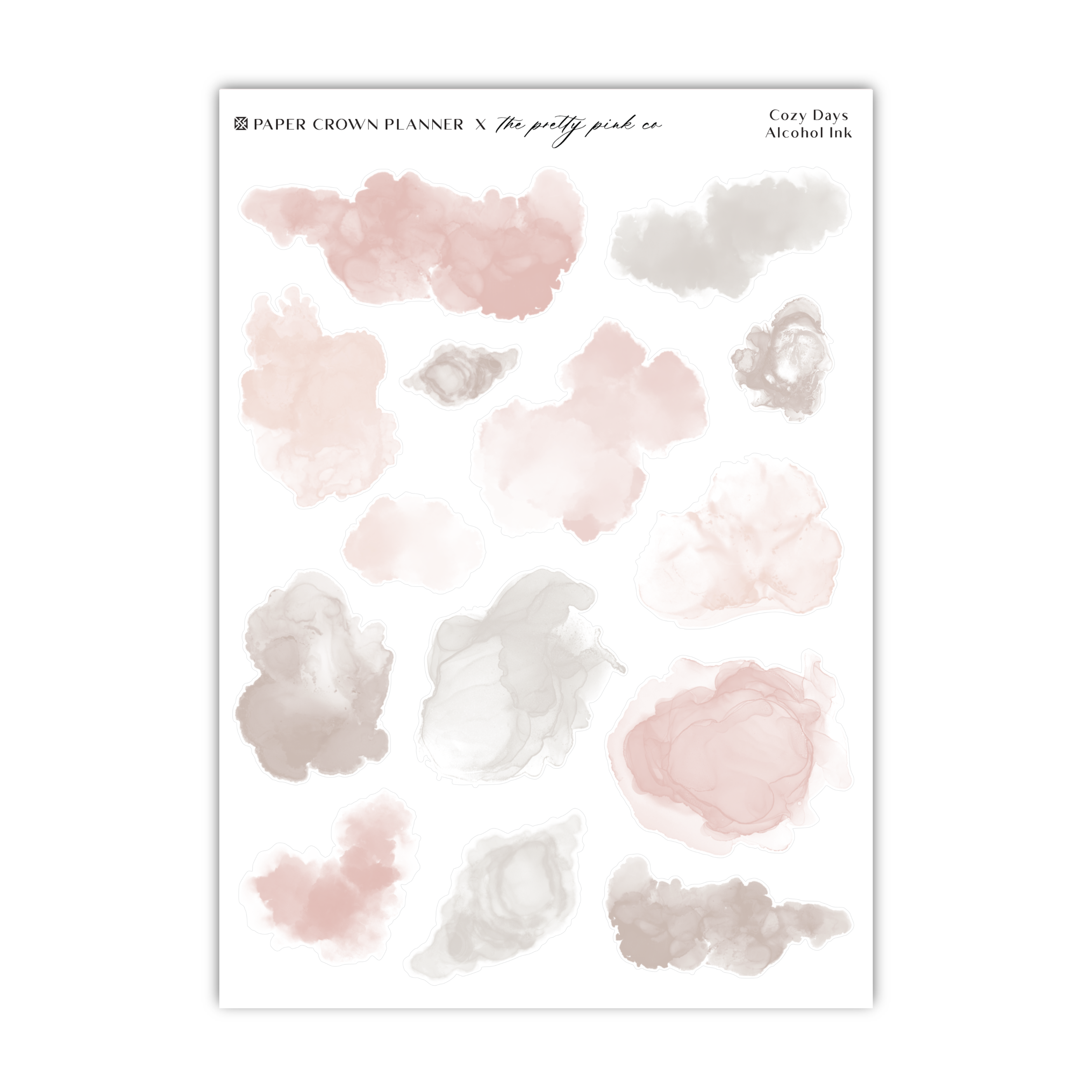 a sheet of pink and grey watercolor on a white background