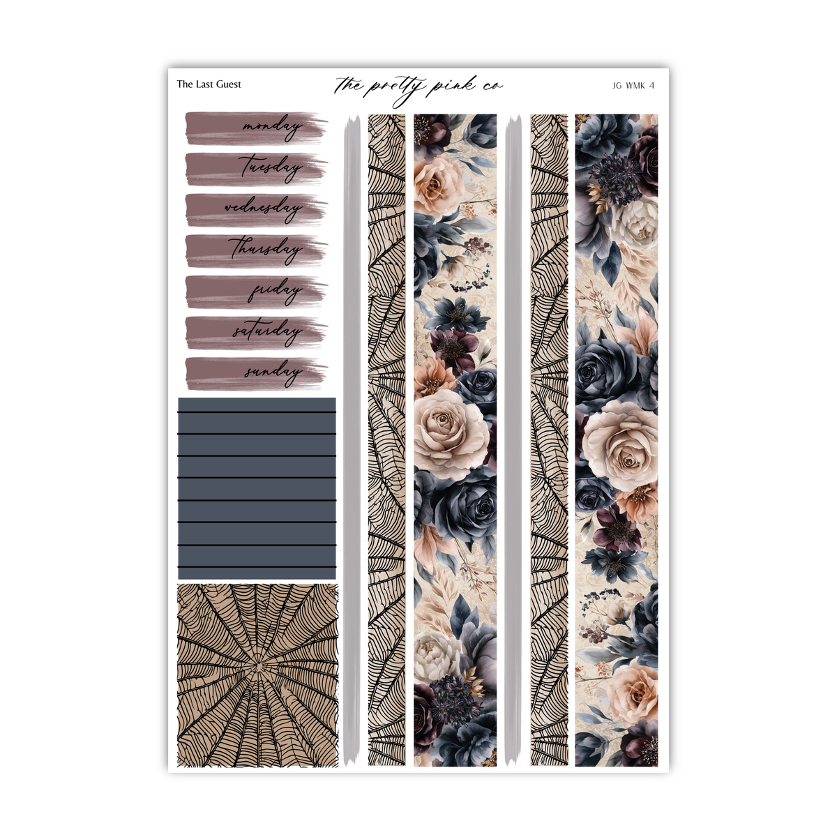 The image is a collage of various design elements, including a floral pattern, a spider web design, and a grid-like pattern. The collage appears to be a collection of different textures and patterns, which are used to create a visually appealing and cohesive design.
