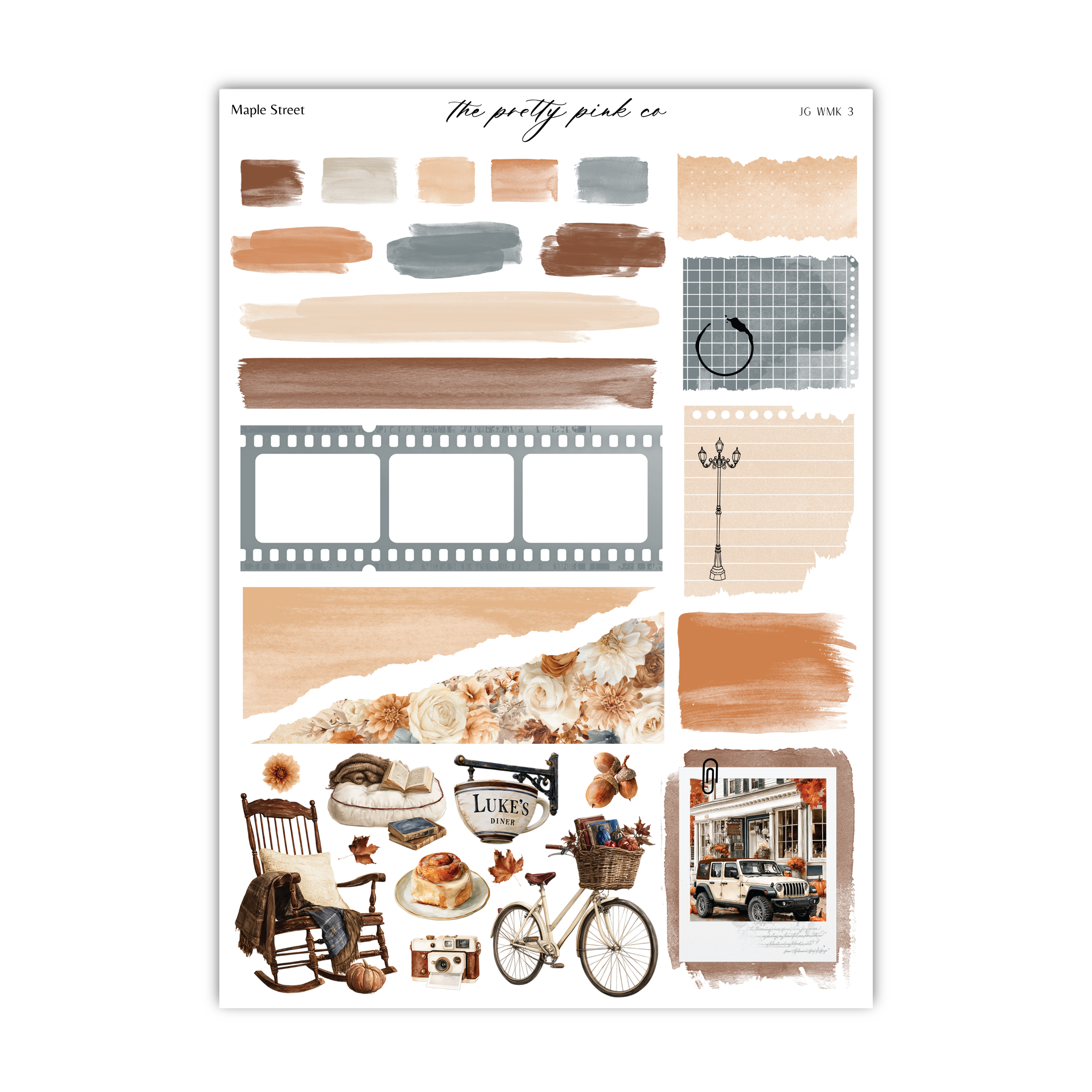 The image is a collage of various elements, including a film strip, a bicycle, a car, a chair, and other objects, all set against a background with different shades of brown and beige.