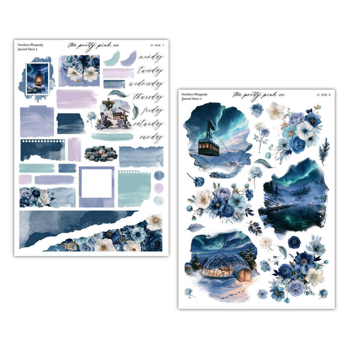 two separate sections of a collage, each featuring various artistic elements such as flowers, landscapes, and abstract shapes. The collage appears to be a creative and visually appealing composition, showcasing the artist's skill and imagination.