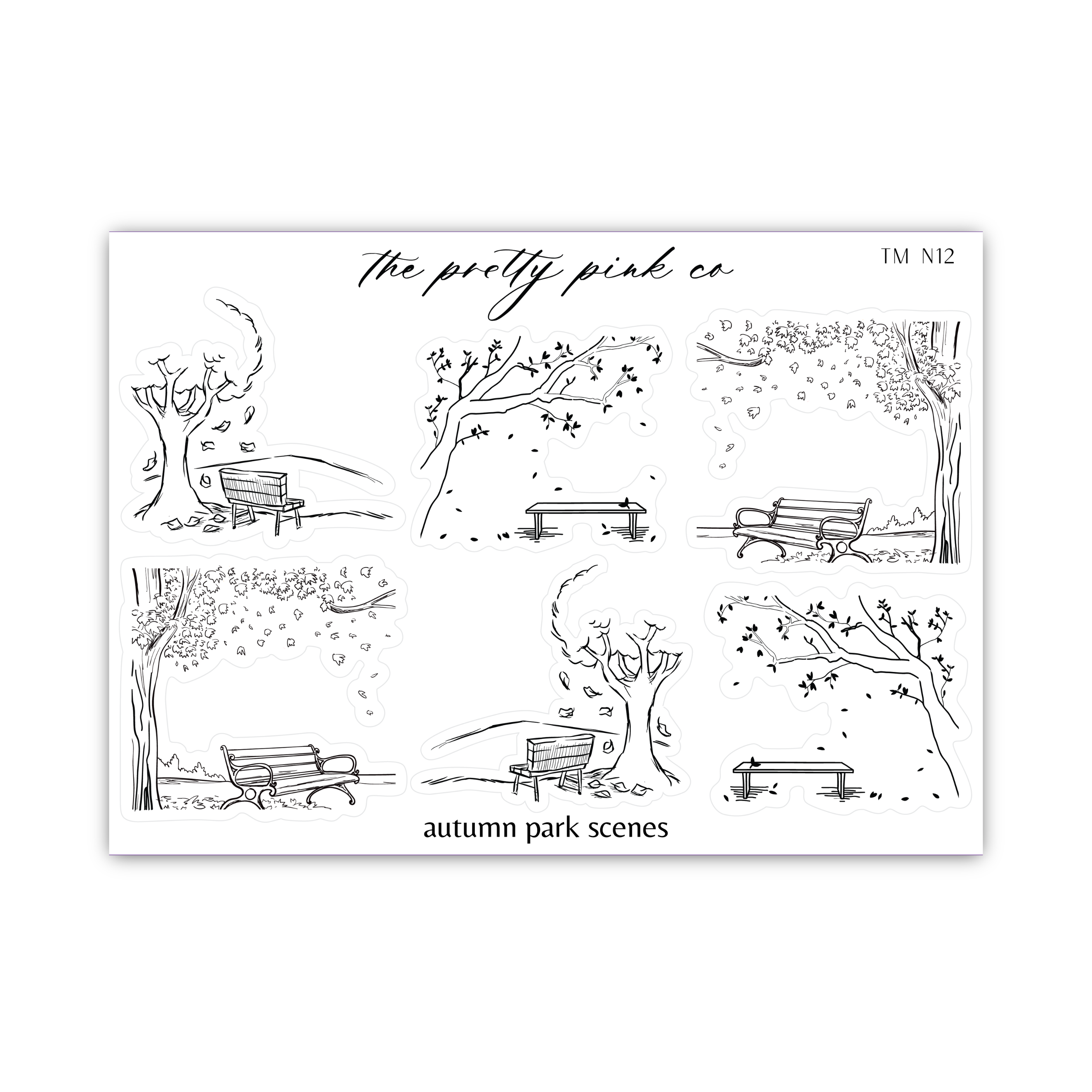 a black and white drawing of a park bench