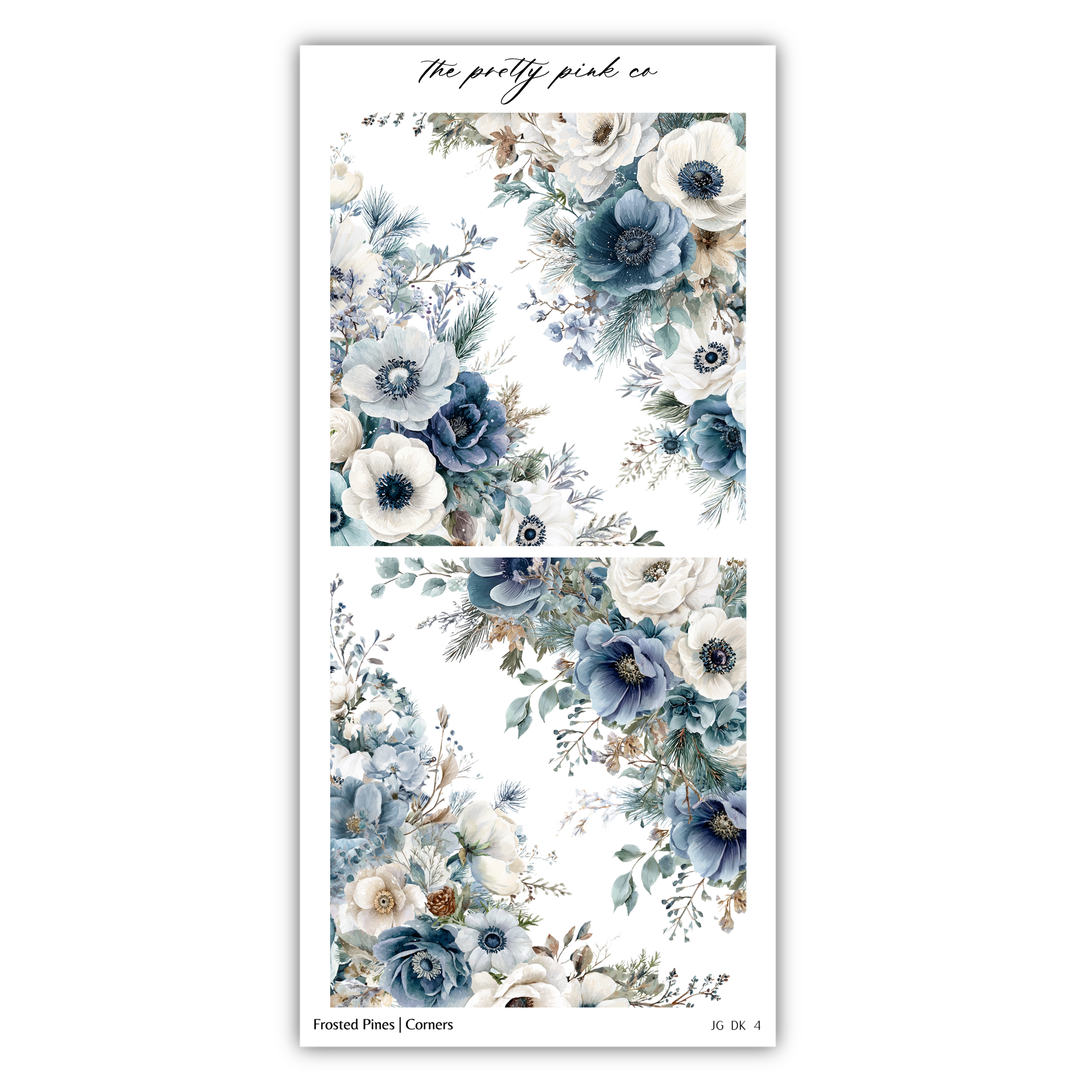 The image is a collage of two floral images, featuring various types of flowers in shades of blue, white, and green. The images are arranged side by side, creating a visually appealing and harmonious composition.