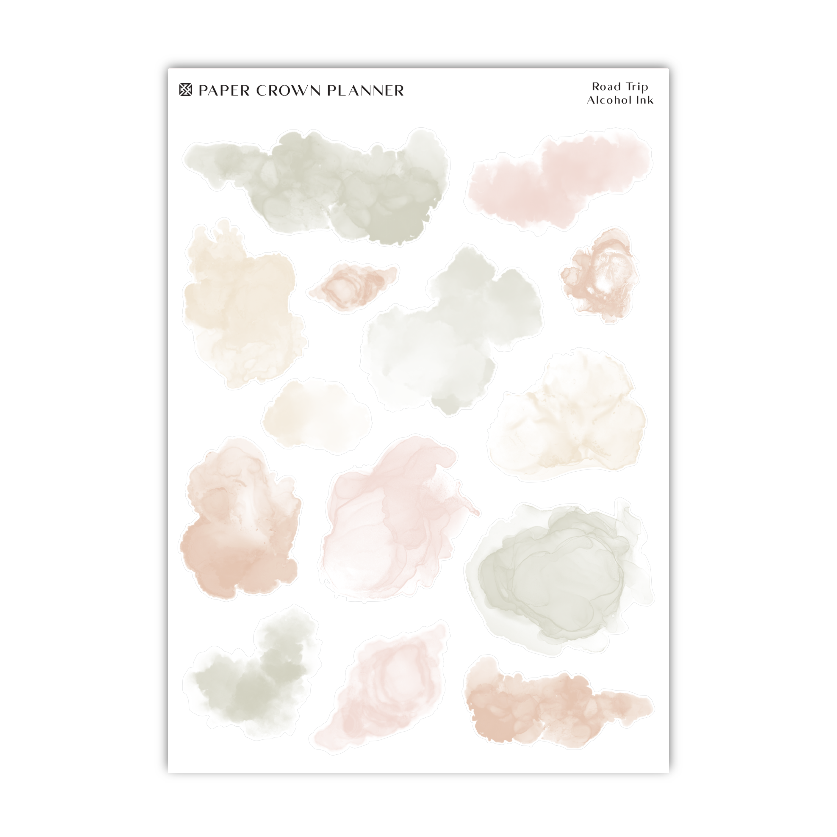 a sheet of watercolor paint with the words paper crown planner