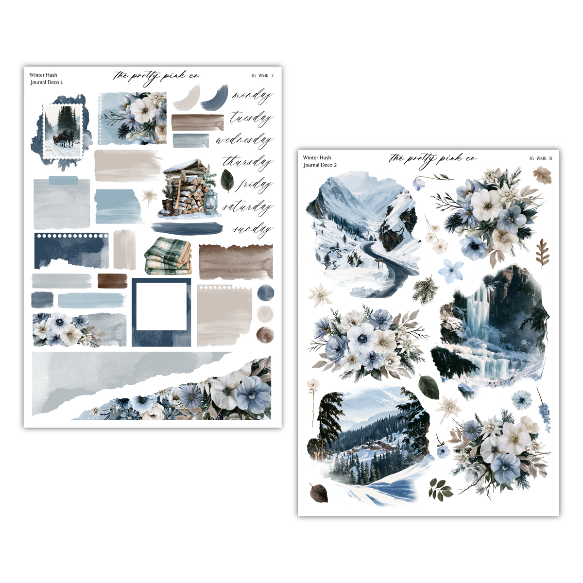 a collage of various watercolor-style images, including floral and landscape elements, as well as abstract shapes and patterns. The collage appears to be a collection of different artistic elements, rather than a single, cohesive image.