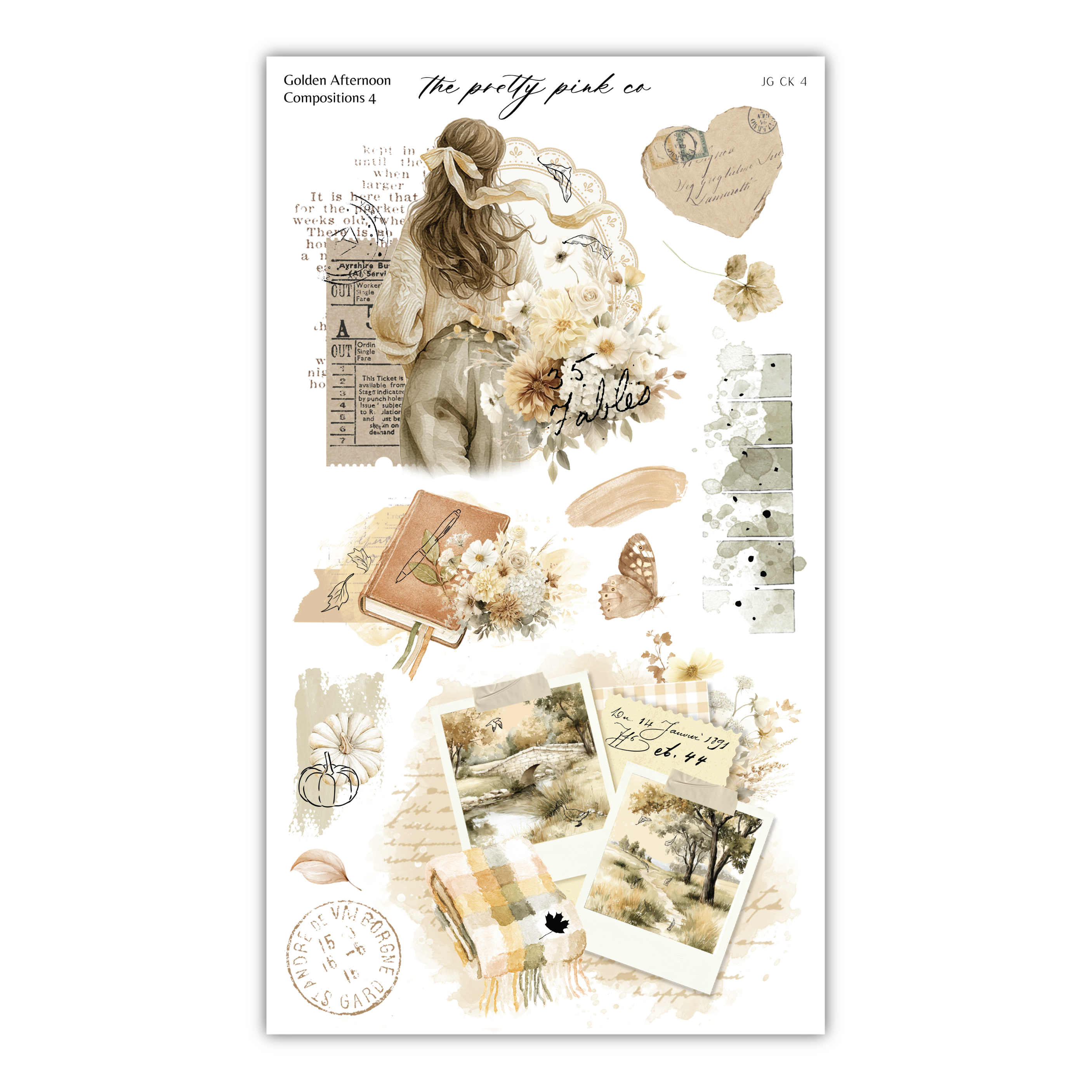 The image is a collage of various elements, including a woman with a flower in her hair, a heart, a butterfly, and other floral and decorative items. The collage appears to be a creative and artistic representation of nature and personal touches.