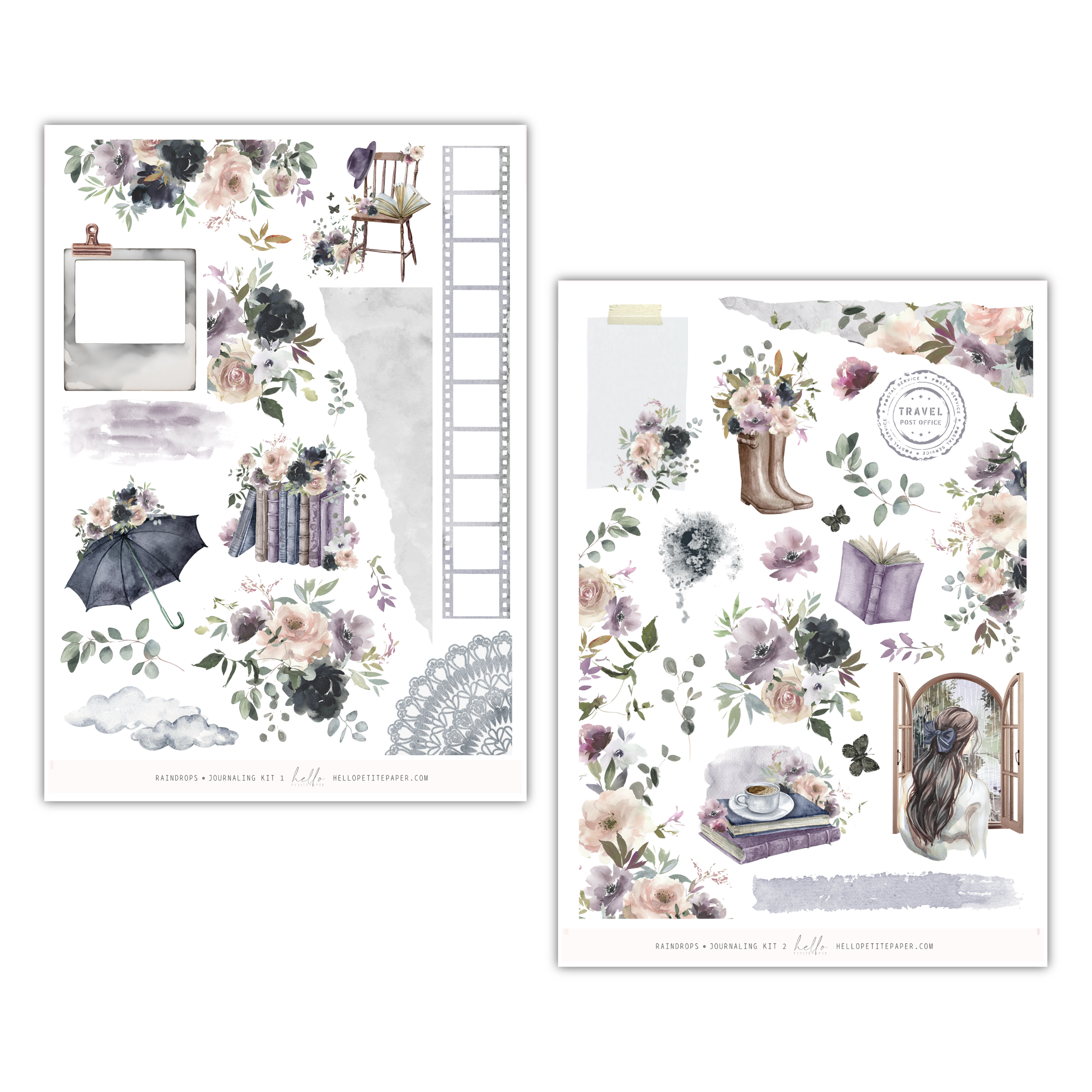 two pages of a planner with flowers on them