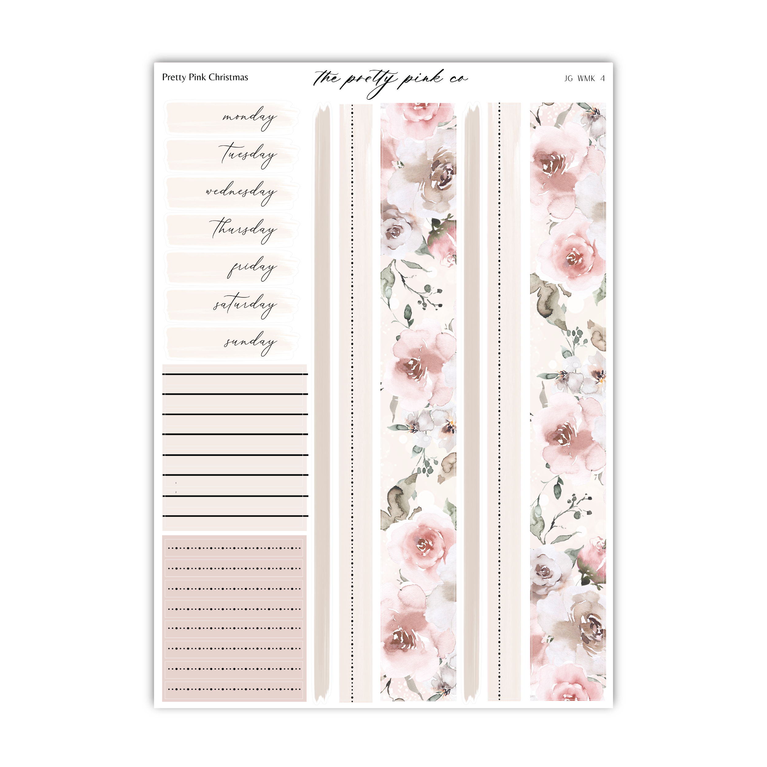 a planner sticker with pink flowers on it