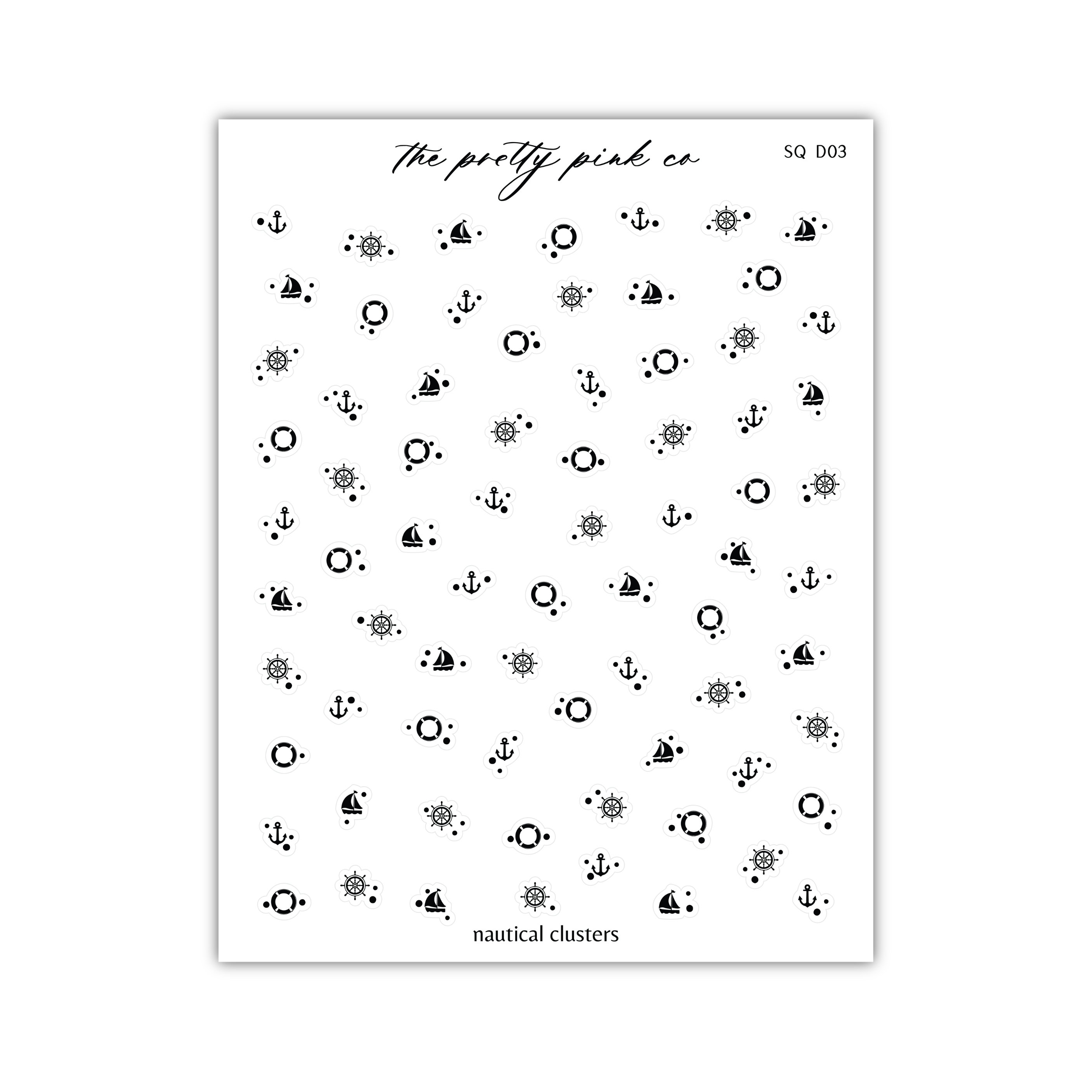 a sheet of black and white stickers with the words happy new year on it