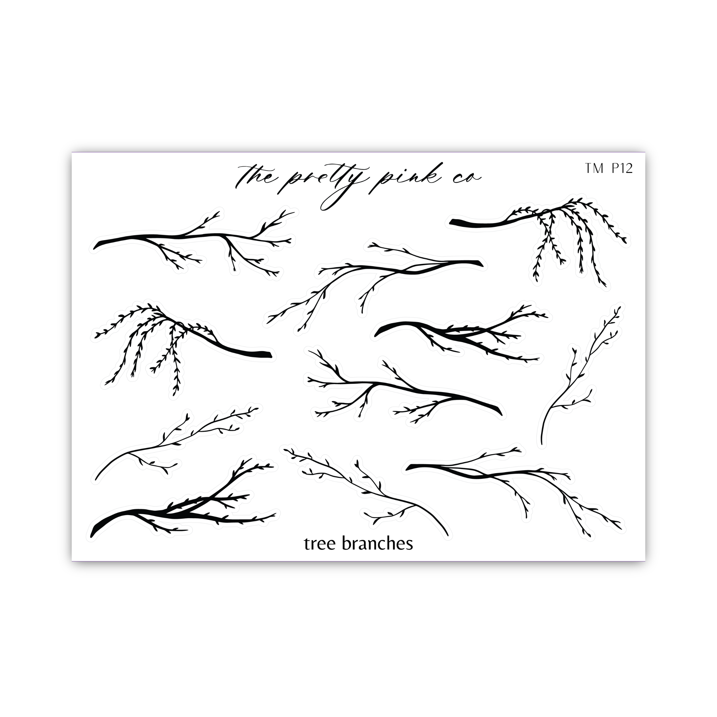 a black and white drawing of a tree branch