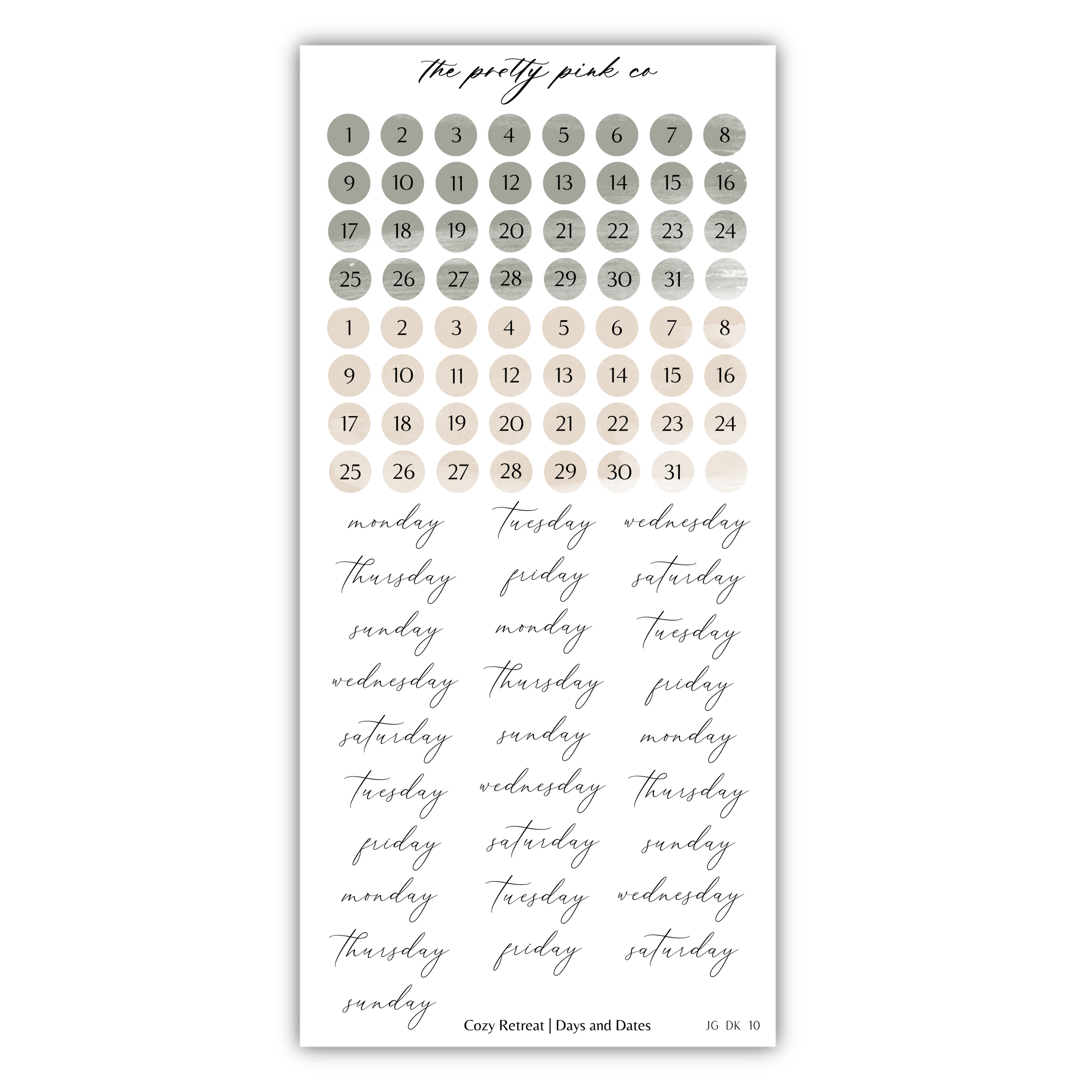 a planner sticker with the words and numbers on it