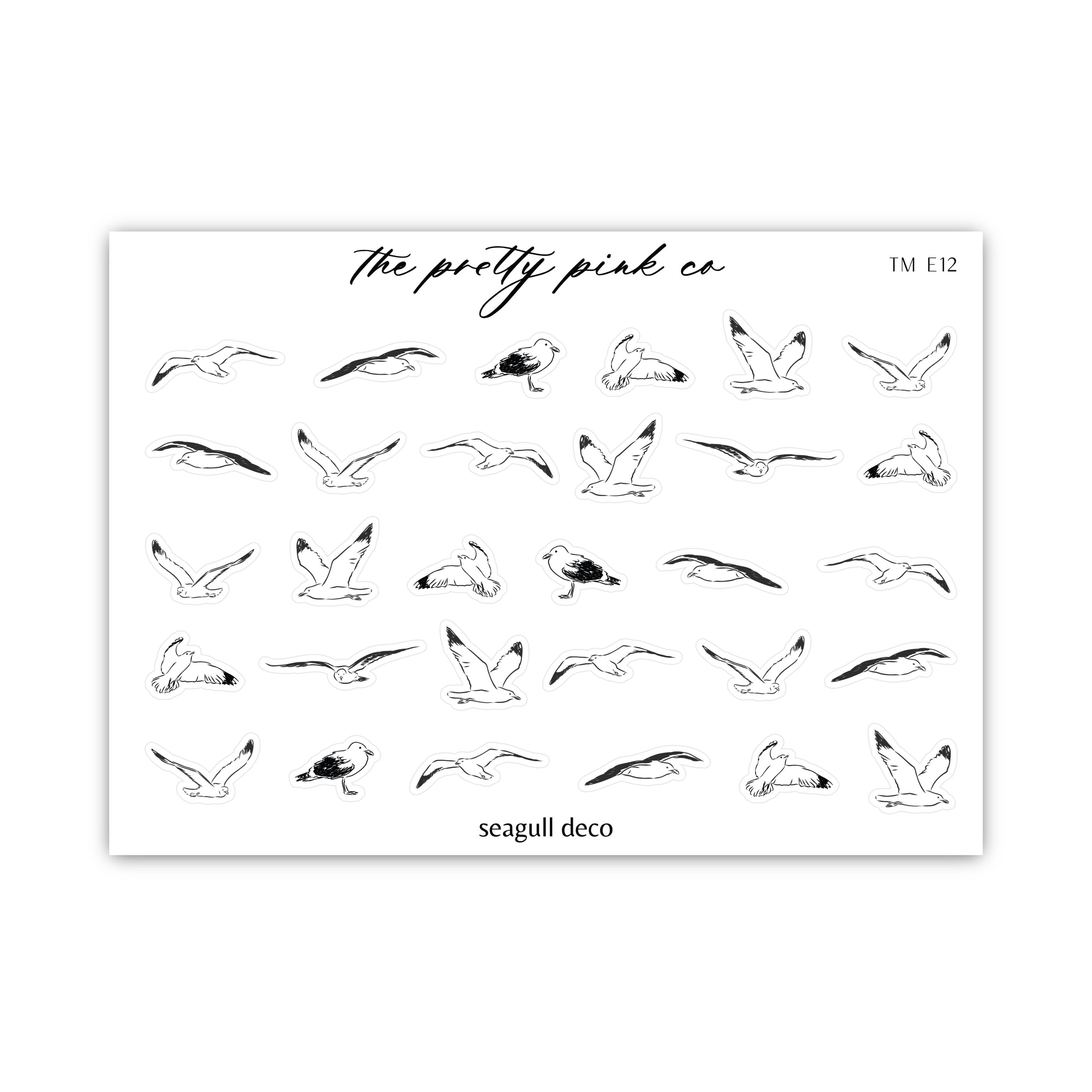 a black and white drawing of seagulls flying