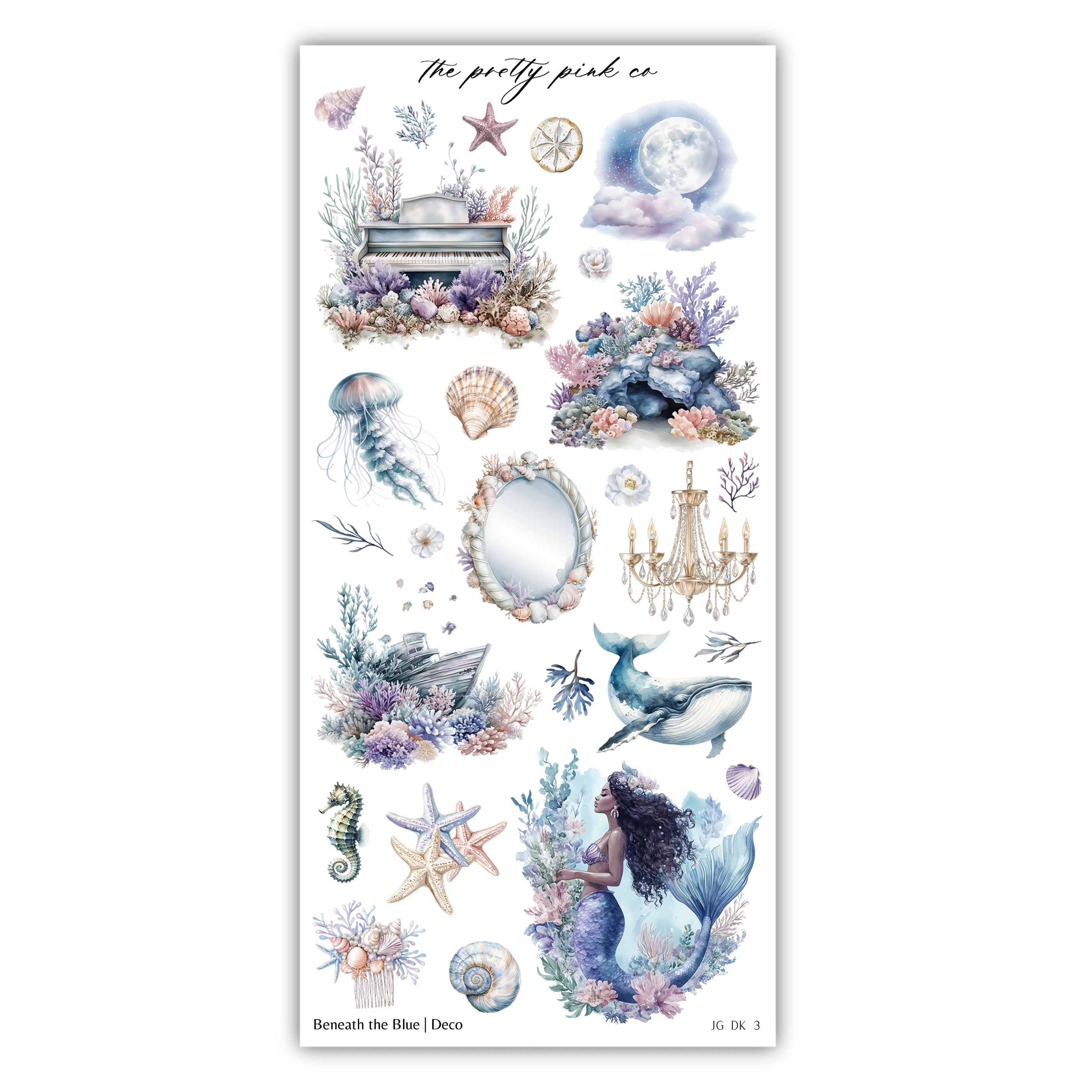 a sheet of stickers with sea life