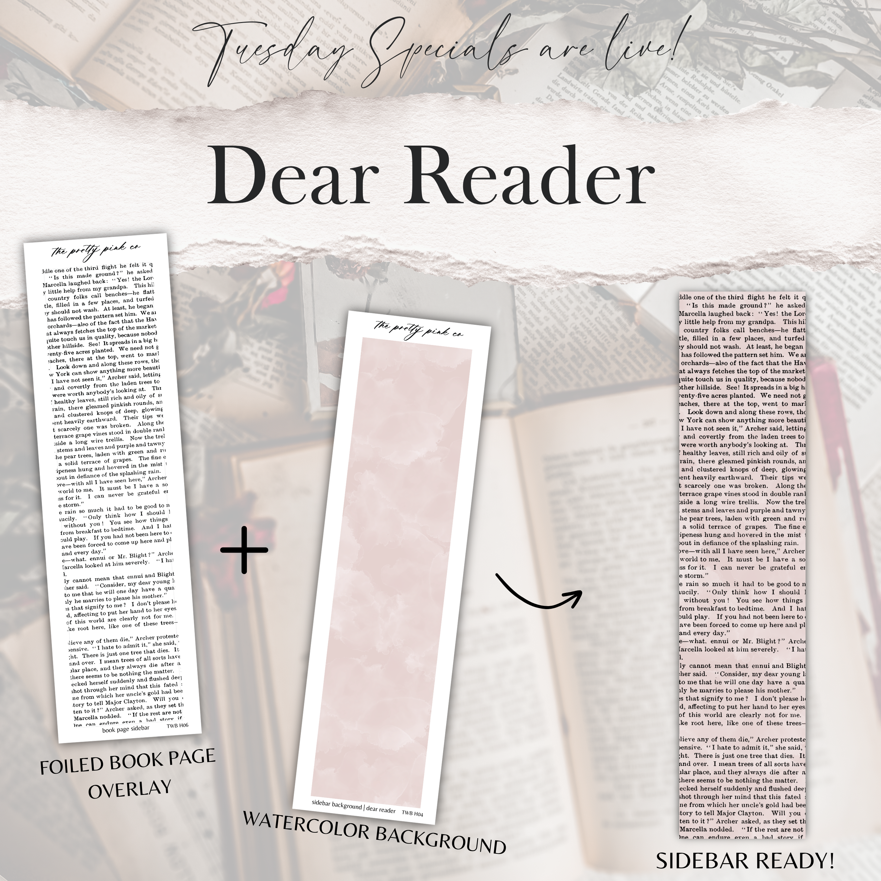 a bookmark with the words dear reader next to it