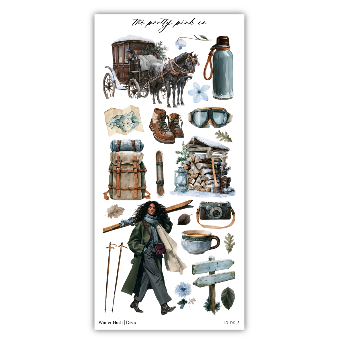 a sticker sheet with a picture of a man and a horse drawn carriage