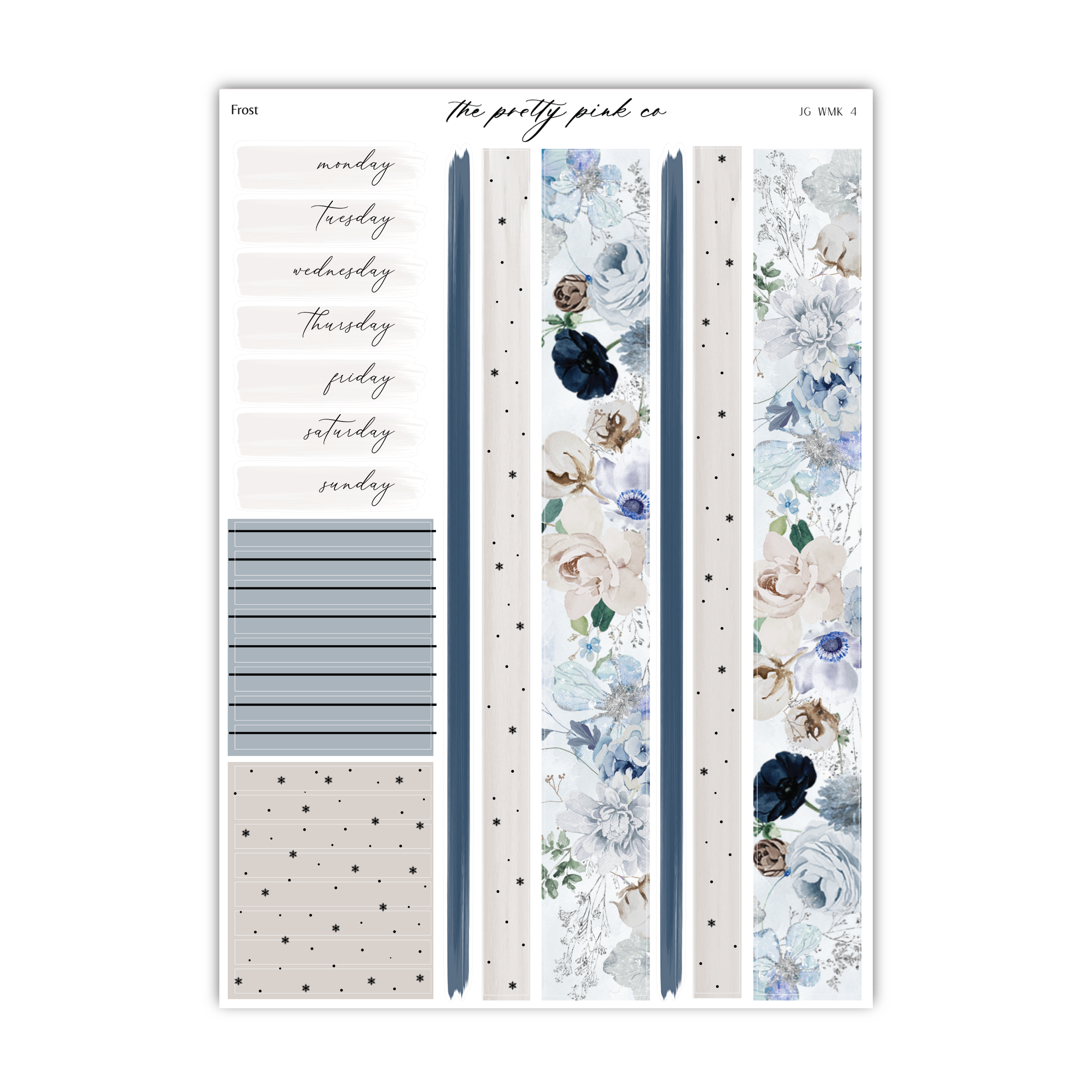 a planner sticker with flowers and stripes