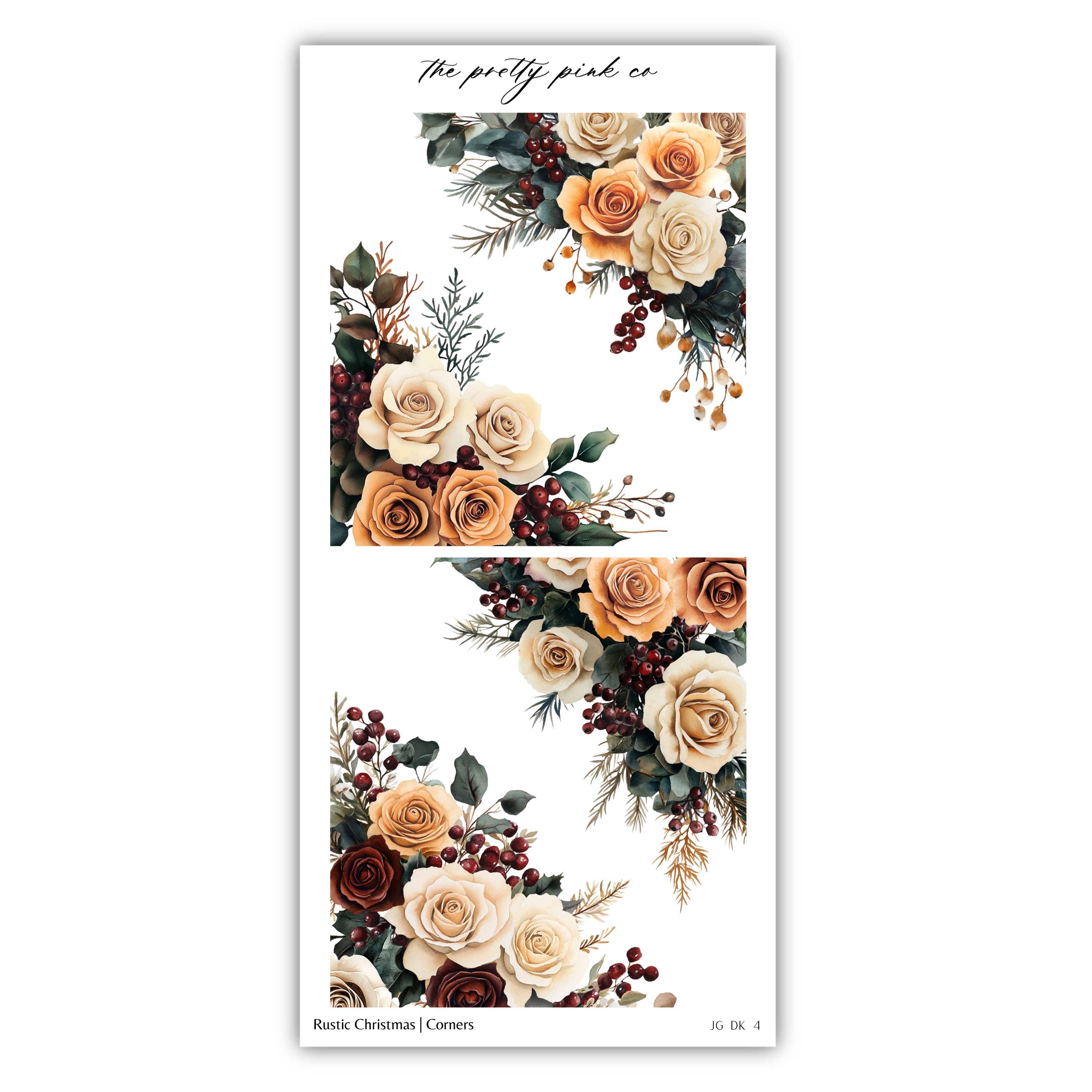 two stickers with roses and berries on them