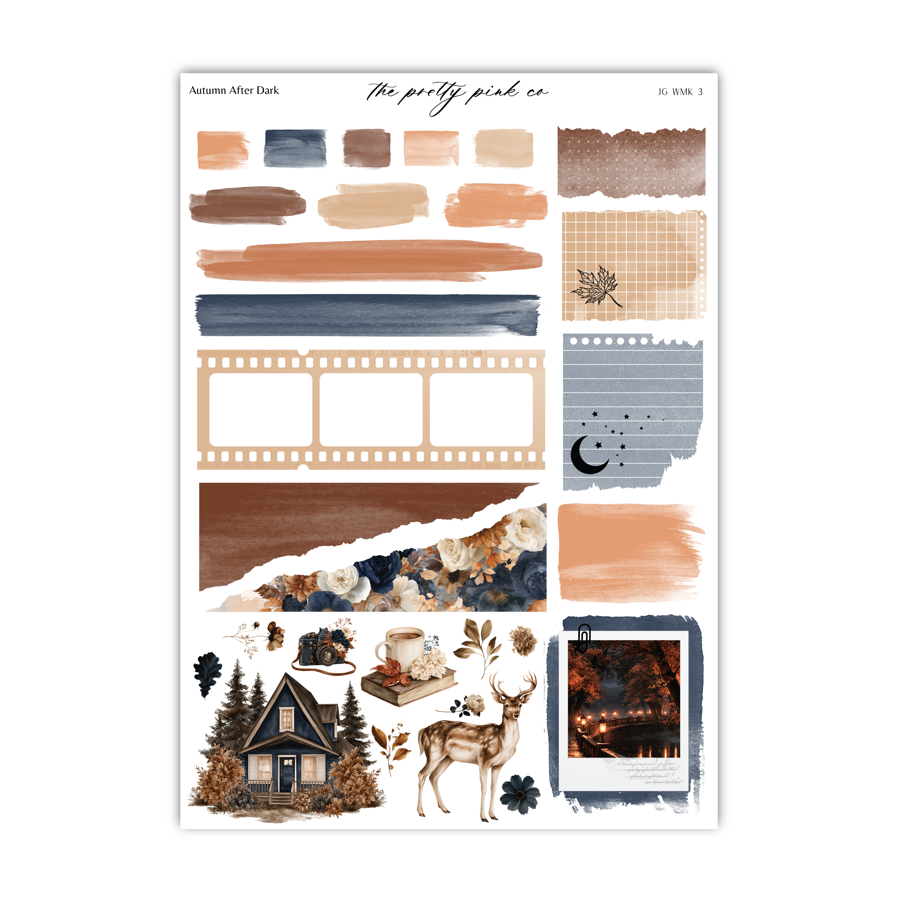 various autumn-themed elements, including a house, trees, leaves, and a deer. It appears to be a collage or compilation of different images related to autumn.