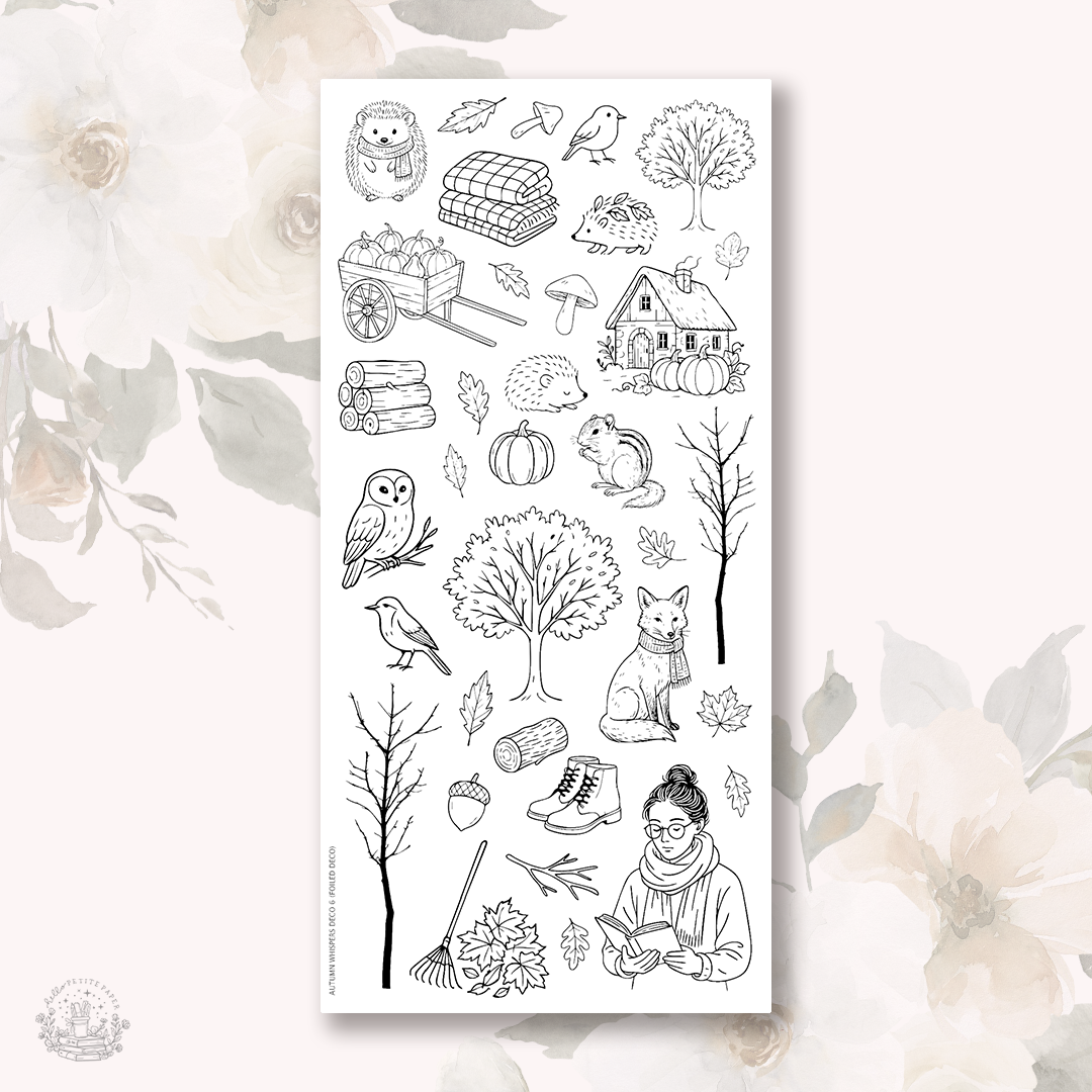 a sheet of stickers with a picture of a person and flowers