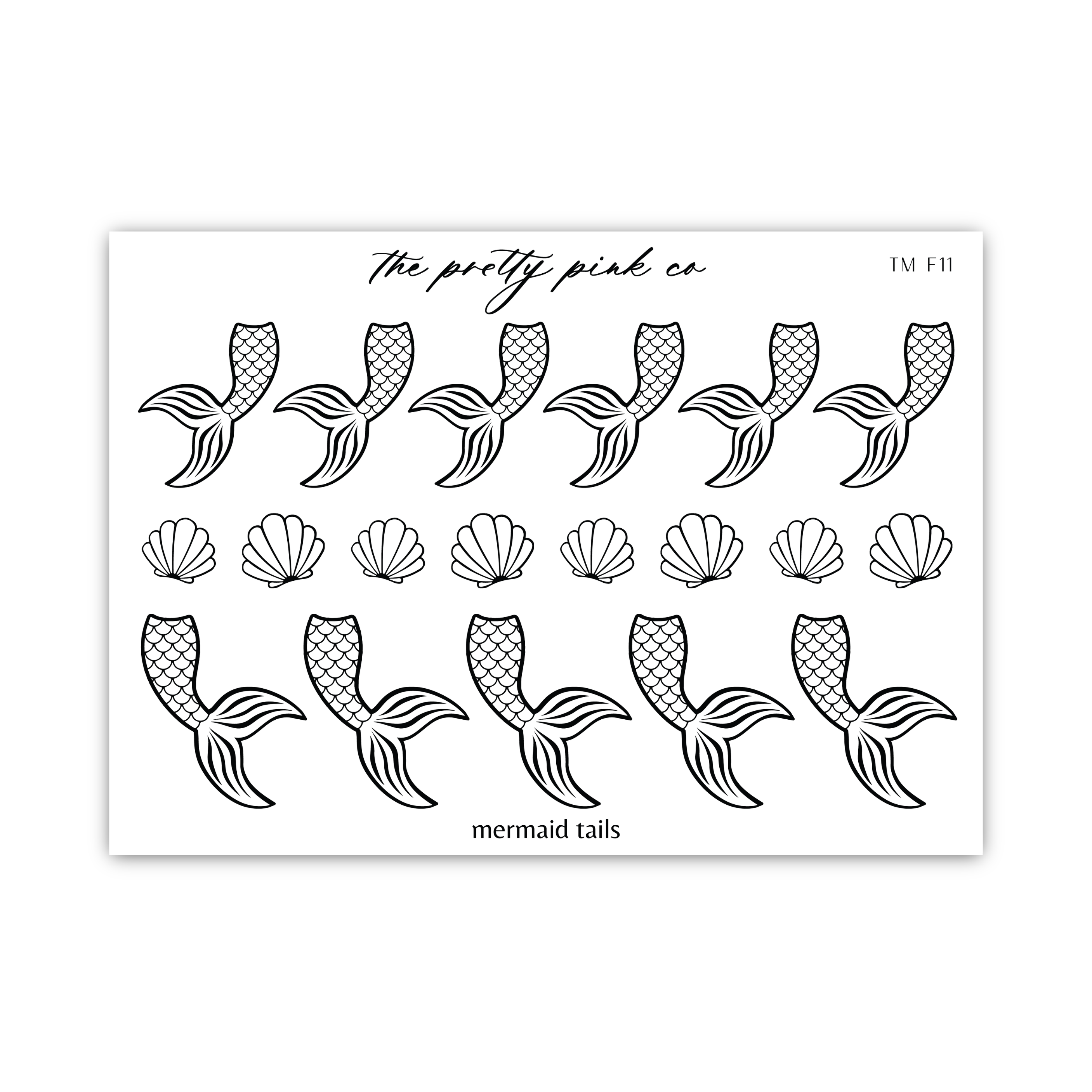 a sheet of mermaid tails on a white background