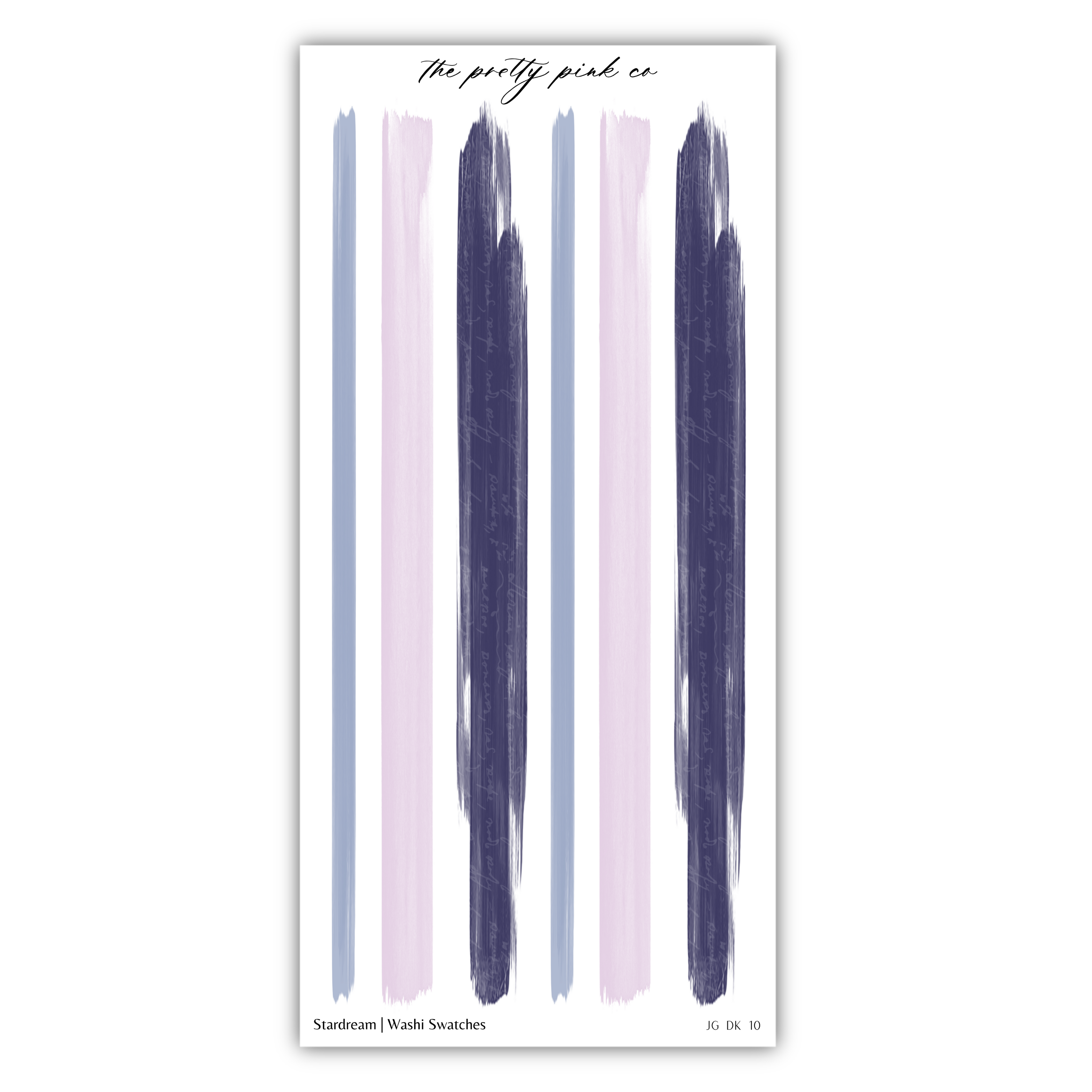 The image is a collage of various brush strokes in different colors, including shades of blue, pink, and purple.