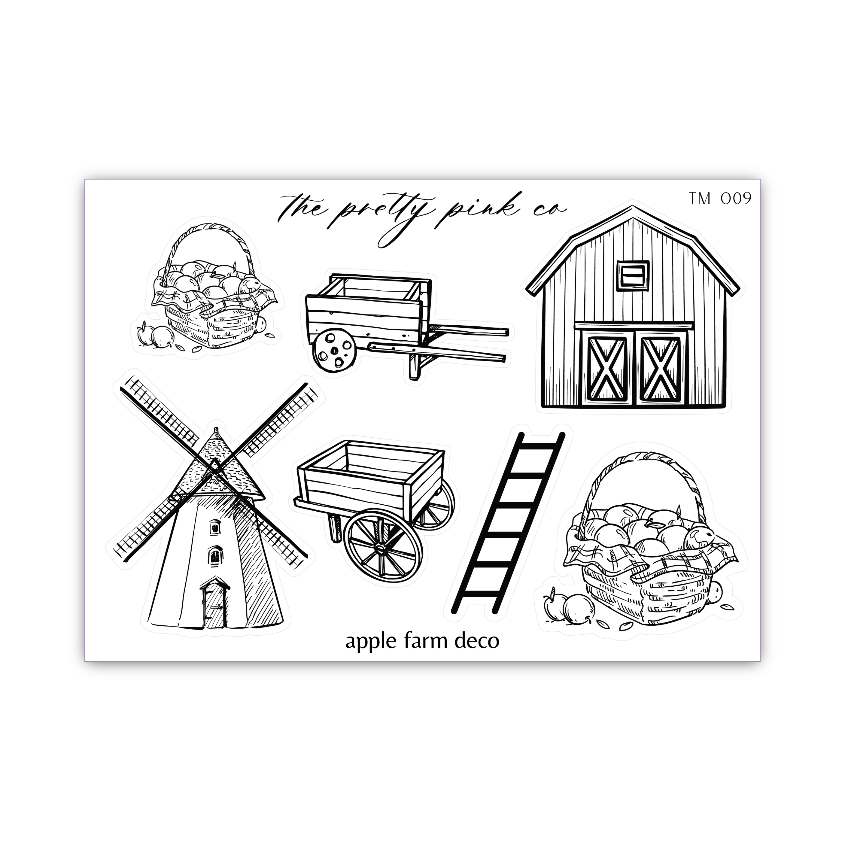 a rubber stamp with farm scenes and windmills