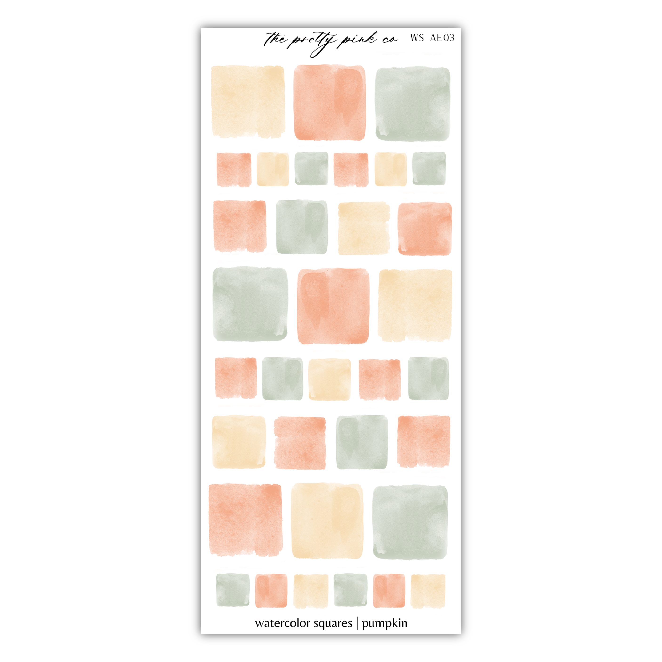 a watercolor square sticker with the words, my favorite color is peach and