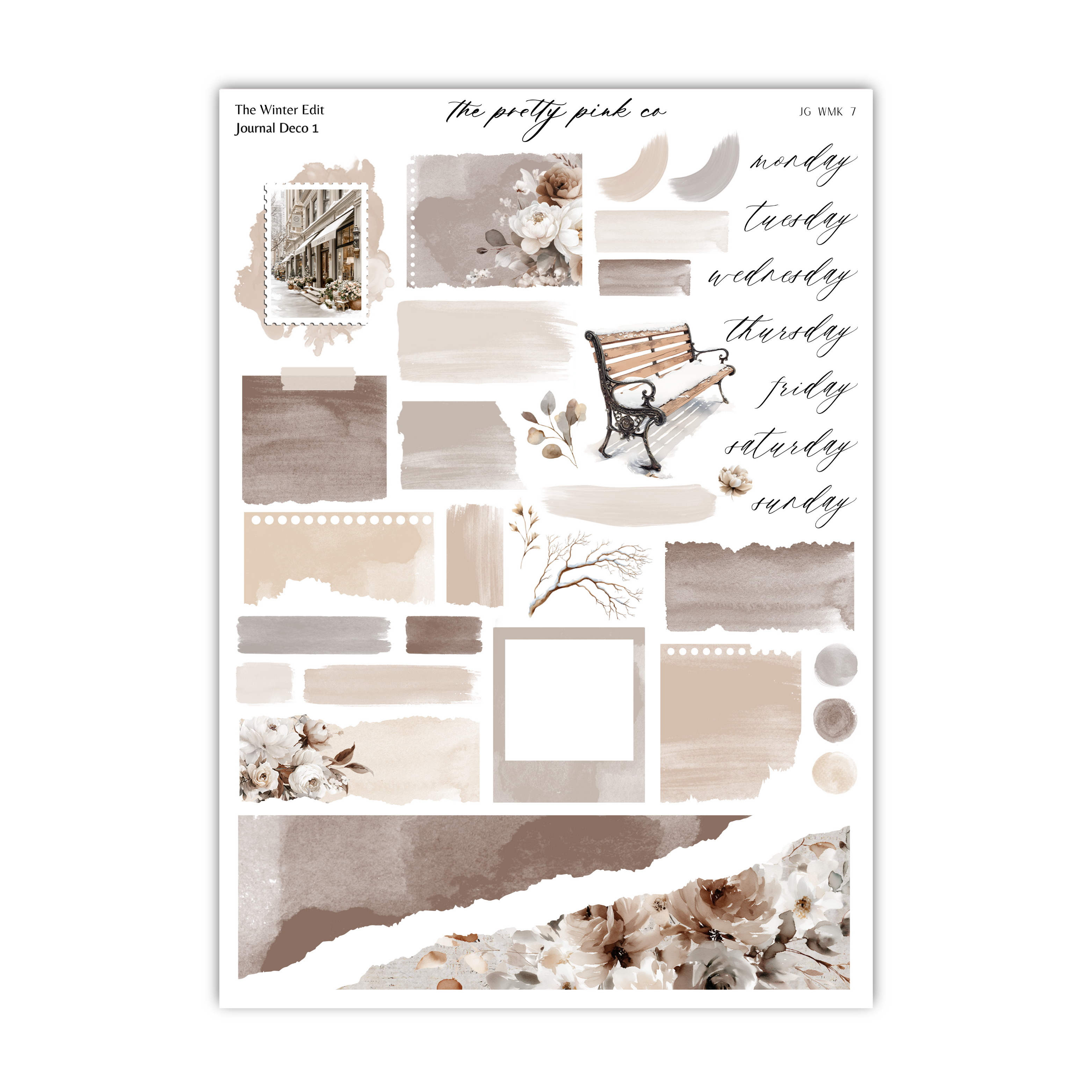 The image is a collage of various elements, including a bench, flowers, and other decorative items, arranged in a visually appealing manner.